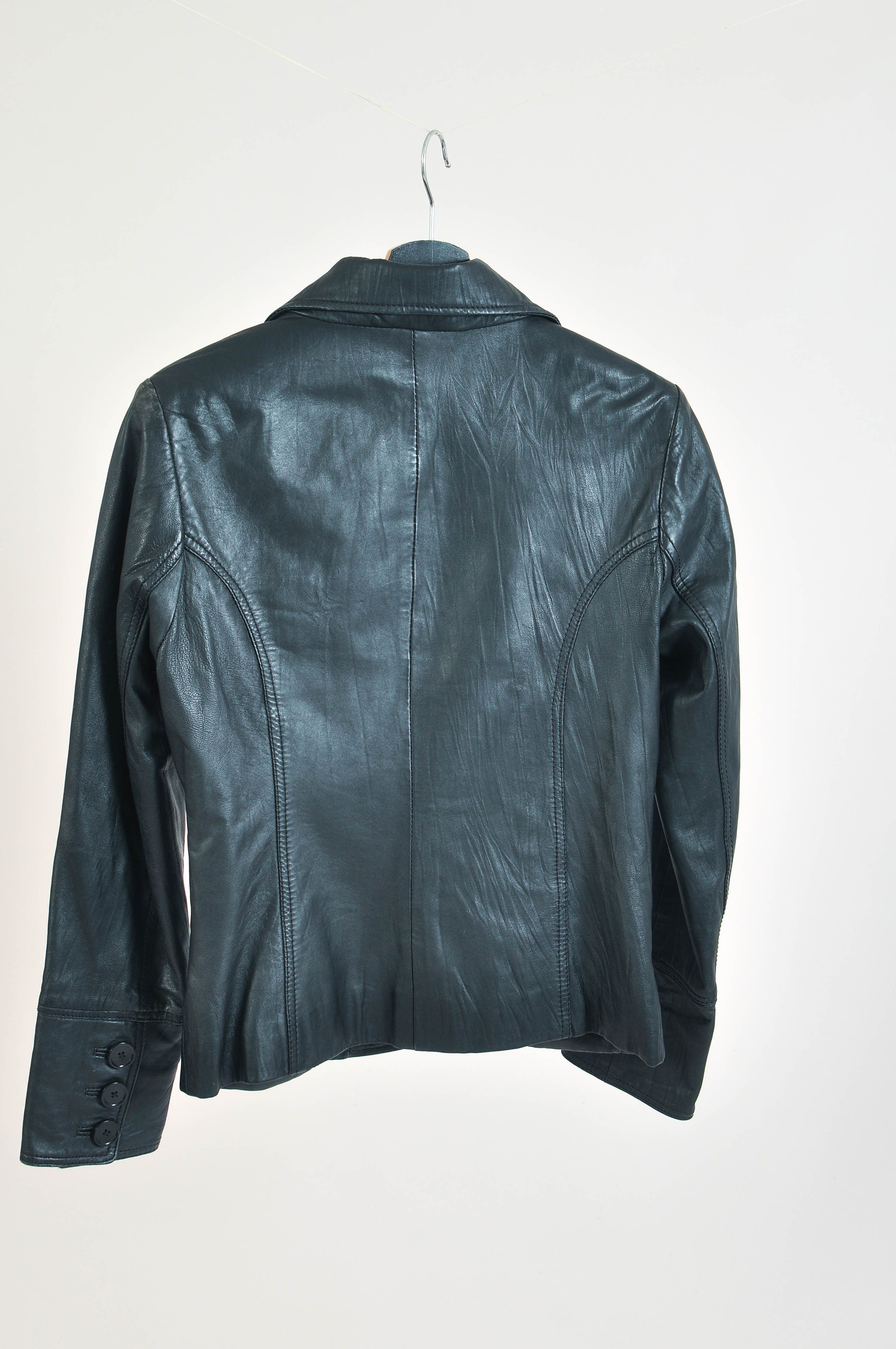 Vintage Vintage 00s real leather blazer jacket Size S / US 4 / IT 40 - 4 Thumbnail