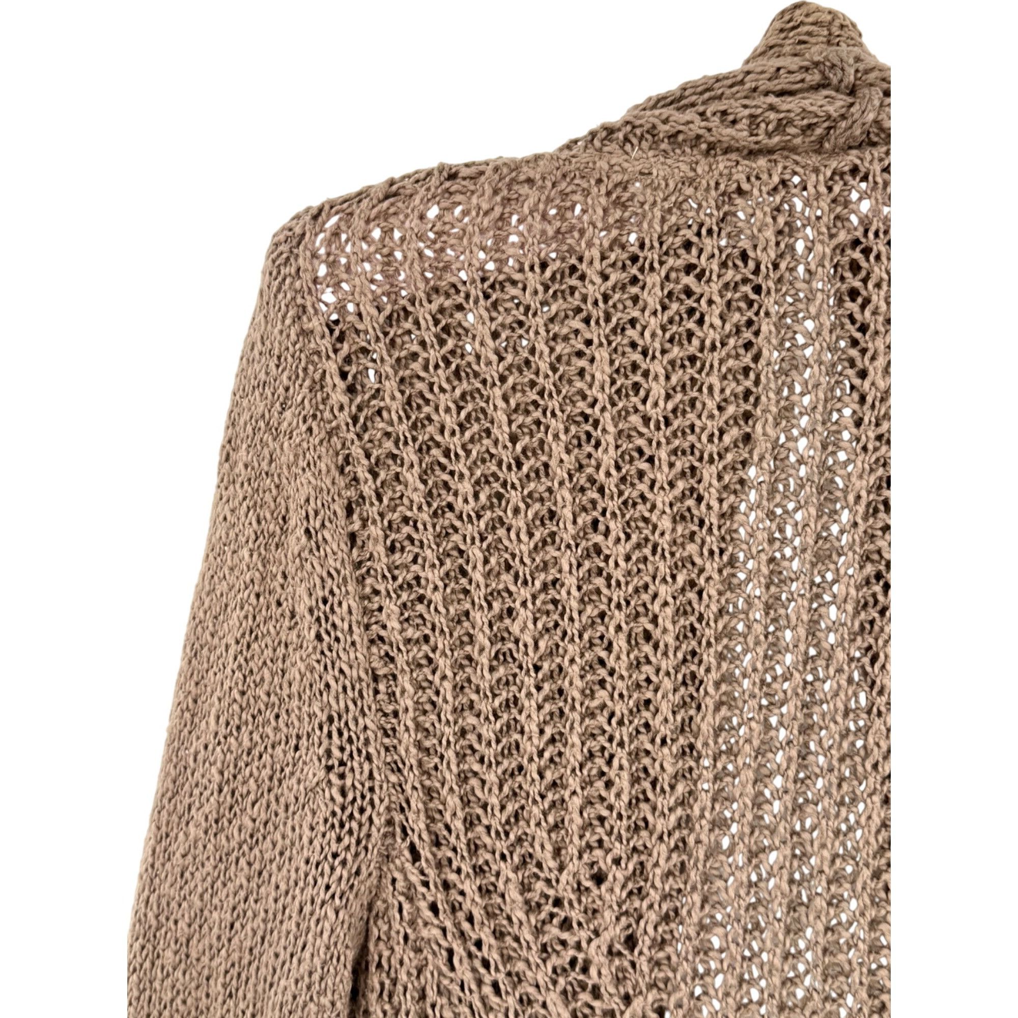 Anthropologie Anthropologie Brown Lace Trim Knit Cardigan Sweater | Grunge Size S / US 4 / IT 40 - 5 Thumbnail