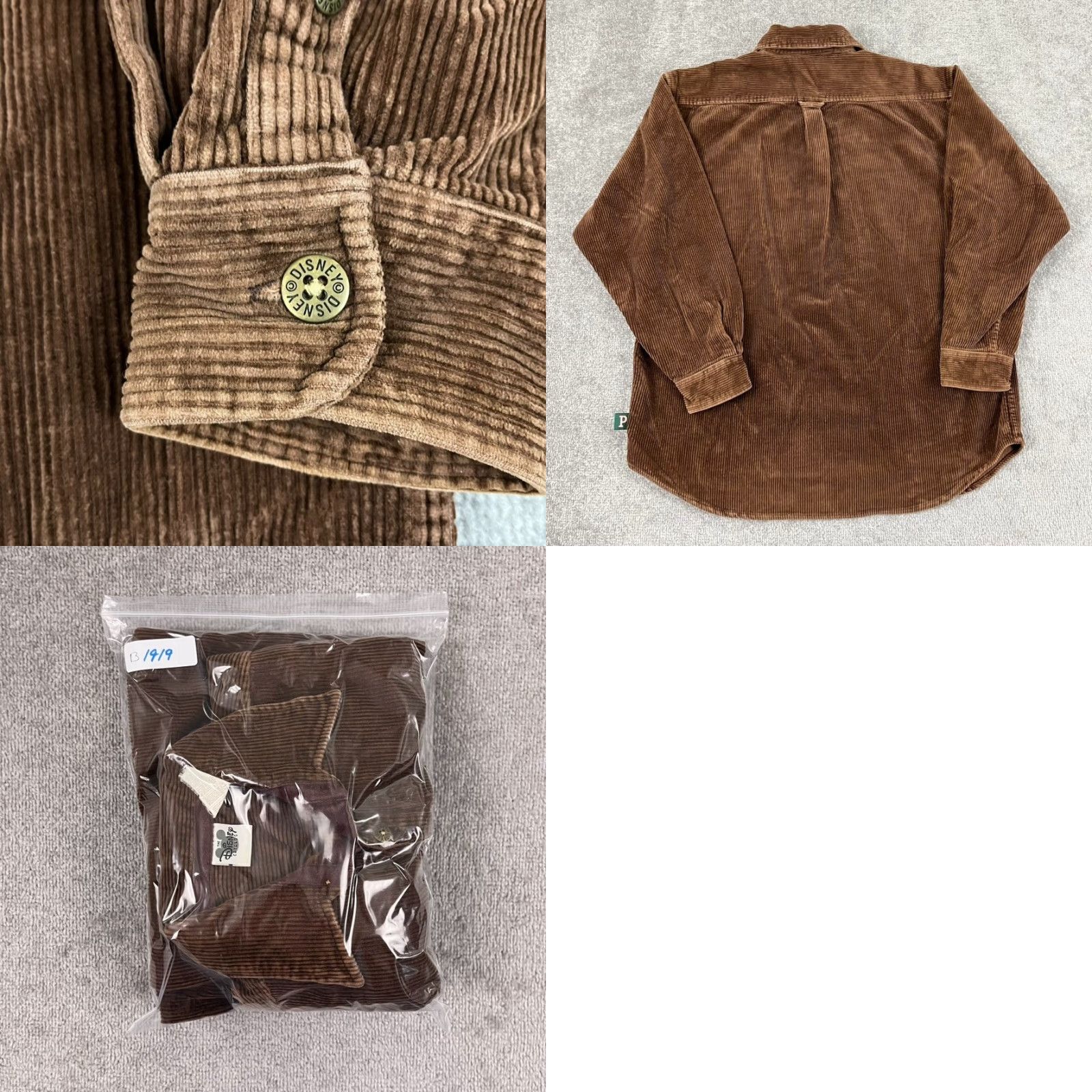 Disney VINTAGE Disney Winnie The Pooh Polo Shirt Men's XL Brown Corduroy Embroidered Short/Long Sleeve Button-Up Classic Casual Apparel Size US XL / EU 56 / 4 - 8 Thumbnail