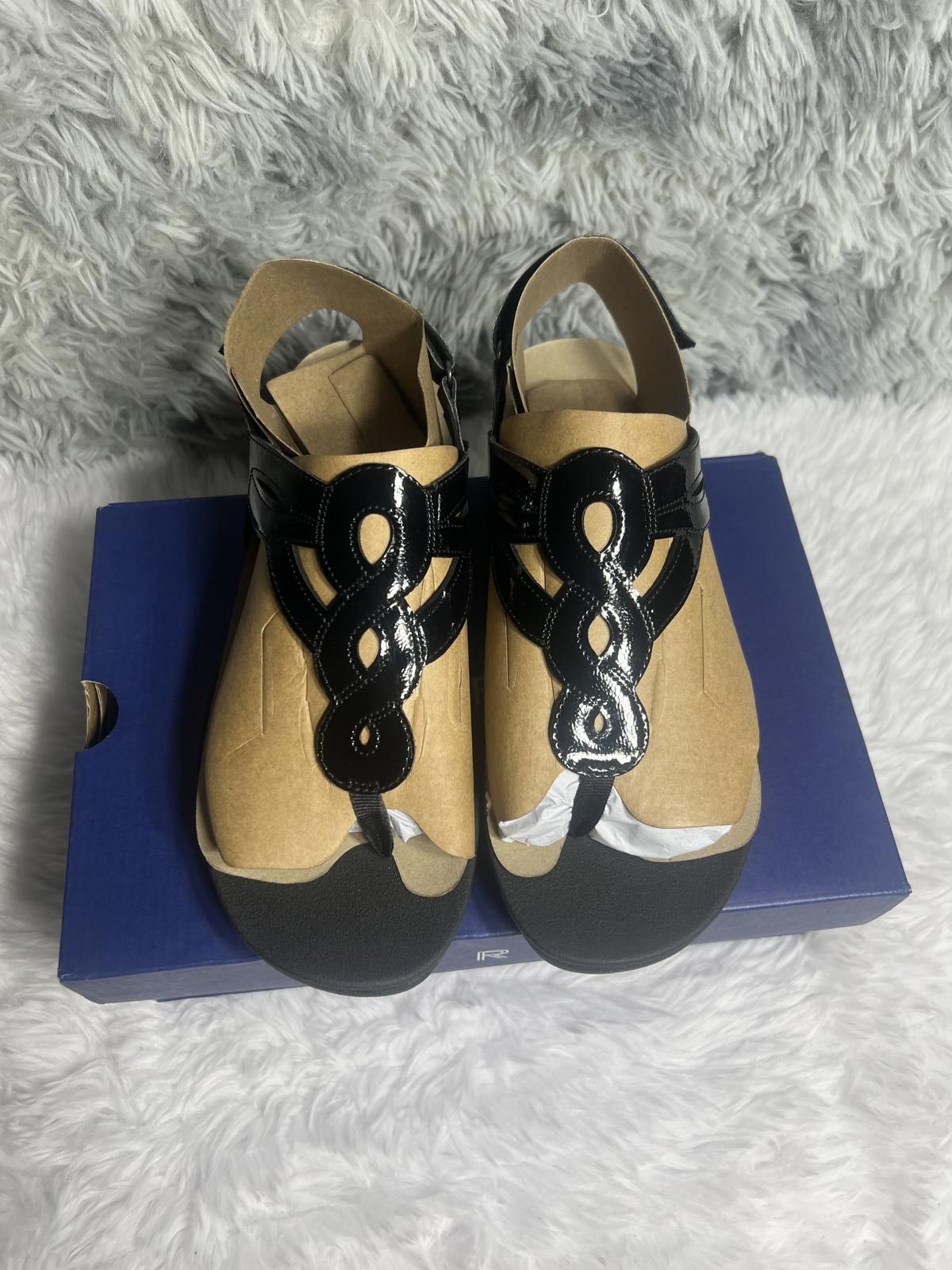 Rockport Rockport Women's Black Patent Leather Sandals Size 9 Size US 9 / IT 39 - 2 Thumbnail