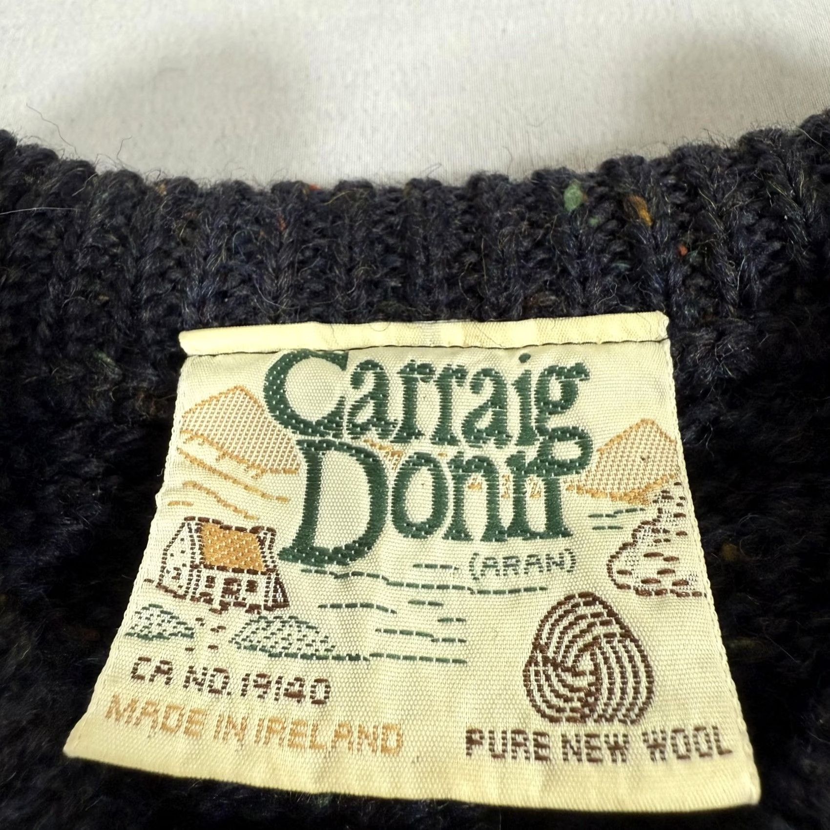 Vintage Carraig Donn Sweater Mens Medium Blue Donegal Wool Cable Knit Fisherman Aran Size US M / EU 48-50 / 2 - 6 Thumbnail