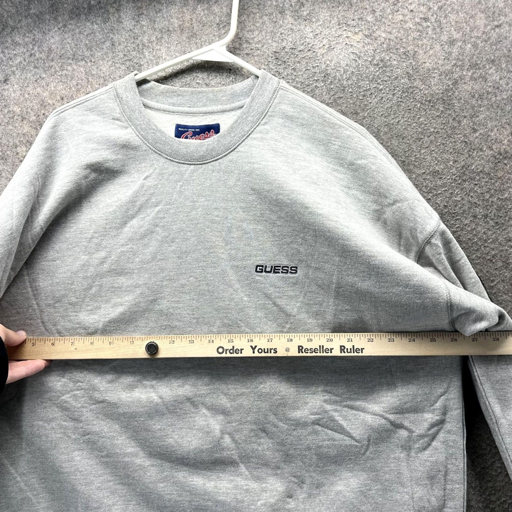 Guess GUESS Sweatshirt Mens XL Gray Logo Sleeve Pullover Fleece Crewneck Embroidered Tape KS Size US XL / EU 56 / 4 - 5 Thumbnail