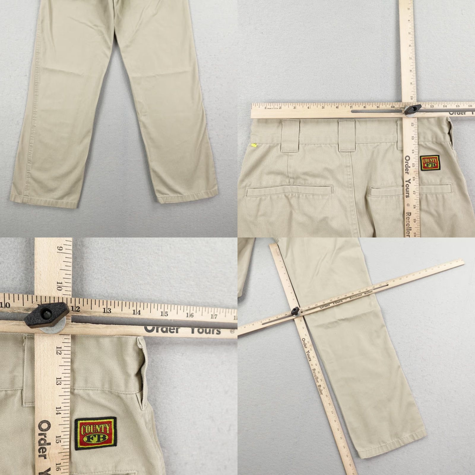 Vintage FB County Pants Mens 28x32 Khaki Beige Tan Loose Fit Straight Leg Work Utility Size US 28 / EU 44 - 8 Thumbnail