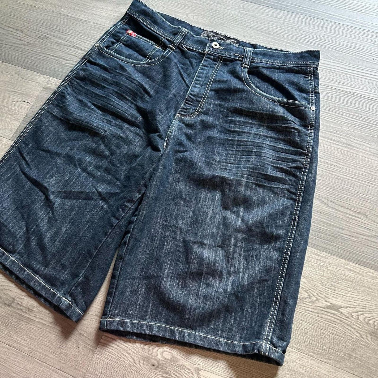 Southpole Y2k Southpole Baggy Raw Indigo Denim Jorts Size 38 Red Tab Size US 38 / EU 54 - 4 Thumbnail