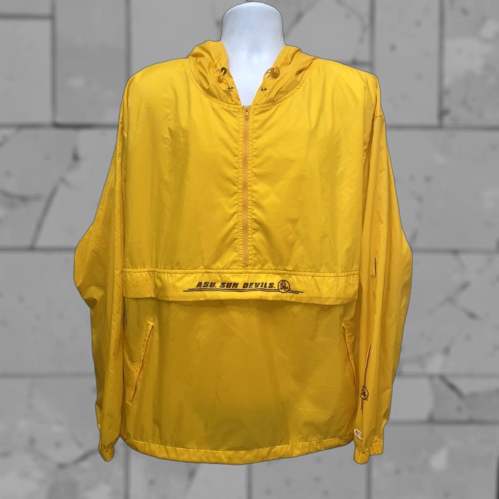 Champion Champion Jacket Mens XL Yellow ASU Sun Devils Vented Athletic Rain/Nylon Poly Champion Authentic Athletic Apparel Size US XL / EU 56 / 4 - 1 Thumbnail