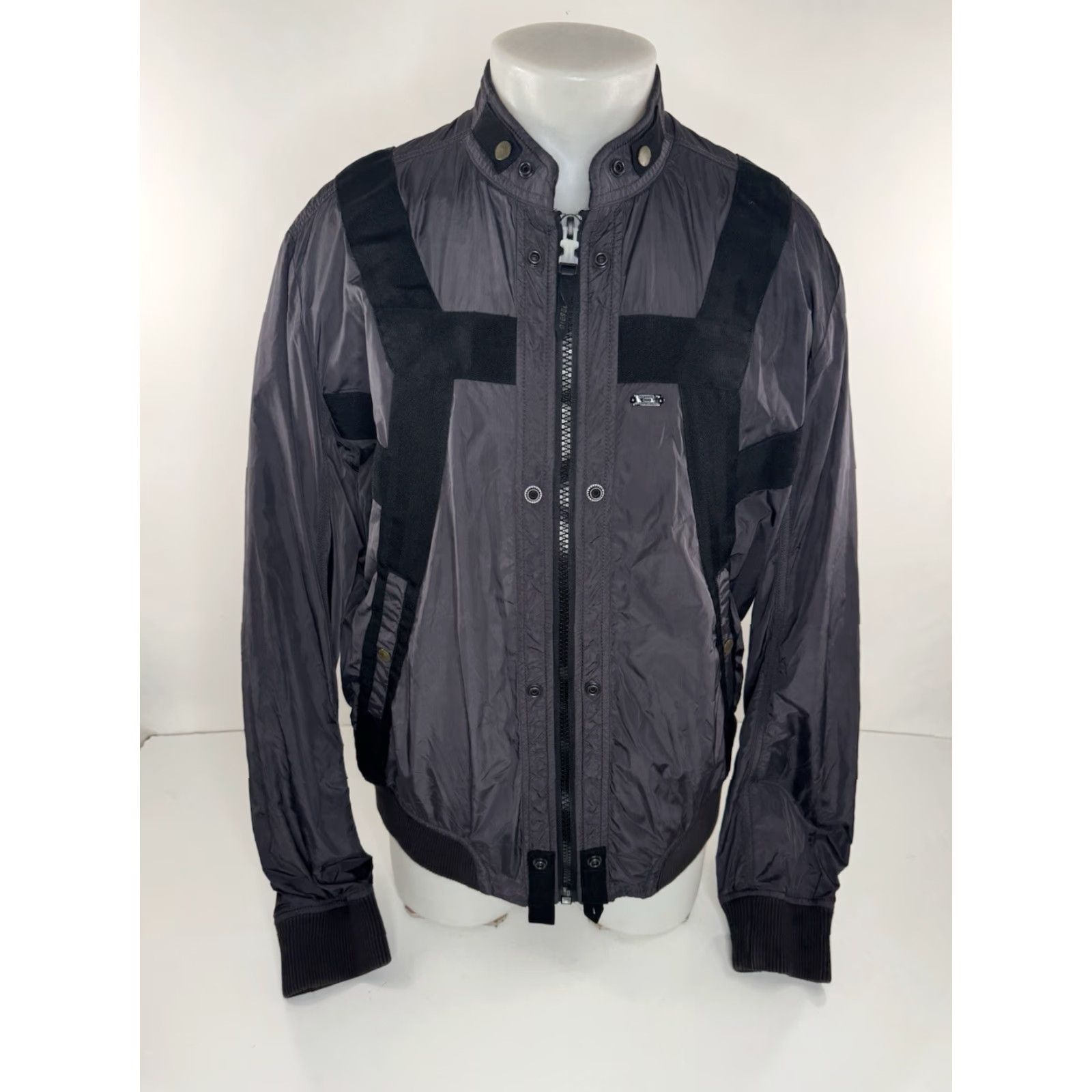 Diesel DIESEL Jacket Straps Parachute Military Moto Bomber Lightweight Mens 2XL Gray Nylon Strap Size US XXL / EU 58 / 5 - 2 Thumbnail