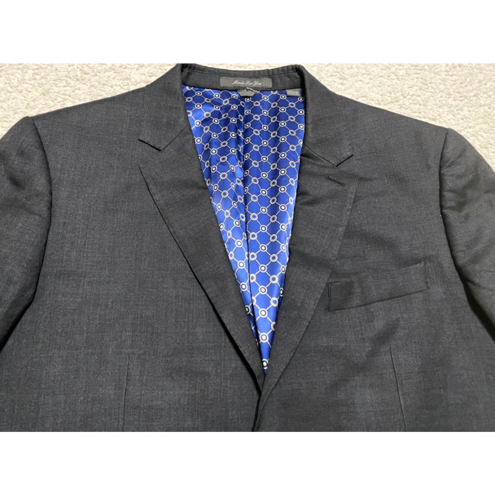 Vintage Indochino Mens 42 Blazer Jacket Long Sleeve 2 Button Solid Gray 100% Wool Size US XL / EU 56 / 4 - 3 Thumbnail