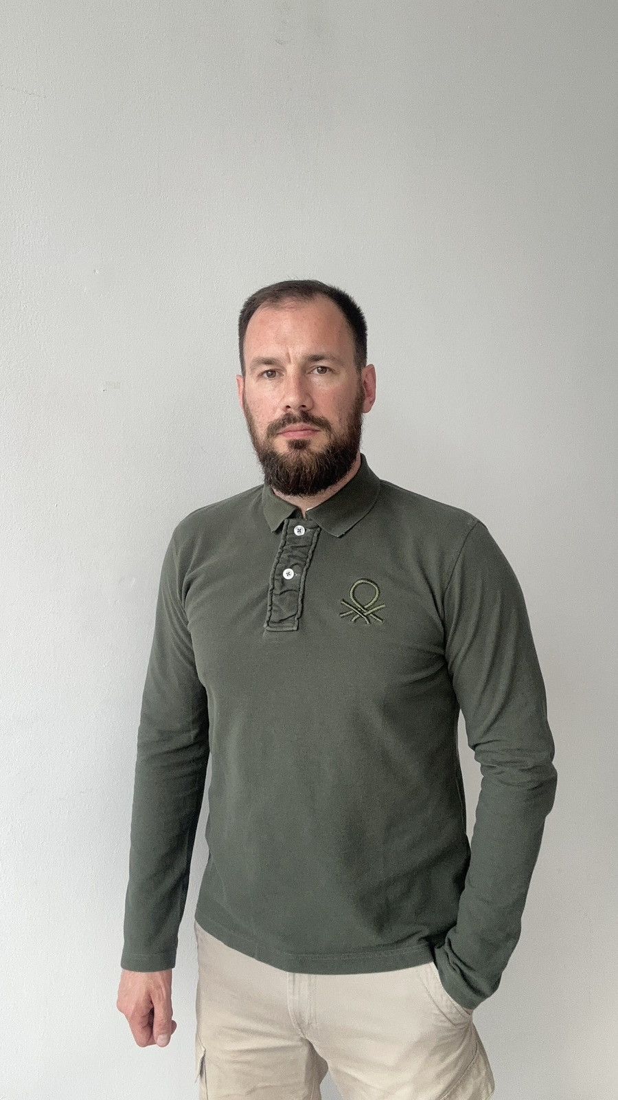 United Colors Of Benetton United Colors of Benetton Long Sleeve Polo Shirt XL Big Logo Size US XL / EU 56 / 4 - 2 Thumbnail