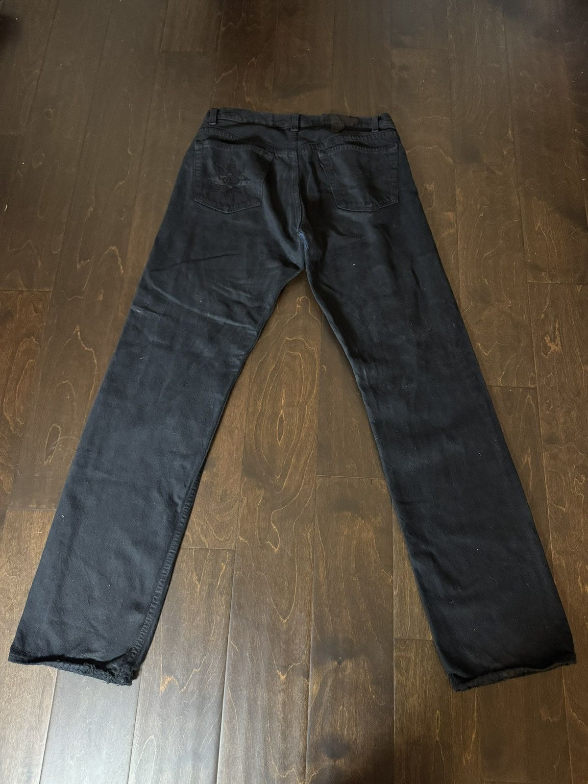 Levi's Levis 501 black overdye reapired denim Size US 30 / EU 46 - 2 Thumbnail