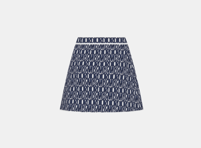 Dior o1w1db11225 454J03 Flared Mini Skirt in Navy Blue/White Size 26" / US 2 / IT 38 - 2 Thumbnail