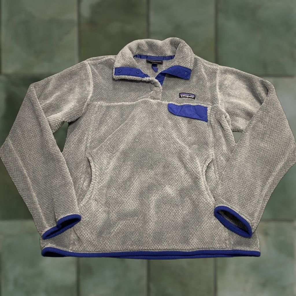 Patagonia Patagonia Re-Tool Snap T Fleece Pullover Sweatshirt Womens Medium Gray Pockets Logo Embroidered Mock Neck Long Sleeve Casual Modern Size M / US 6-8 / IT 42-44 - 1 Thumbnail