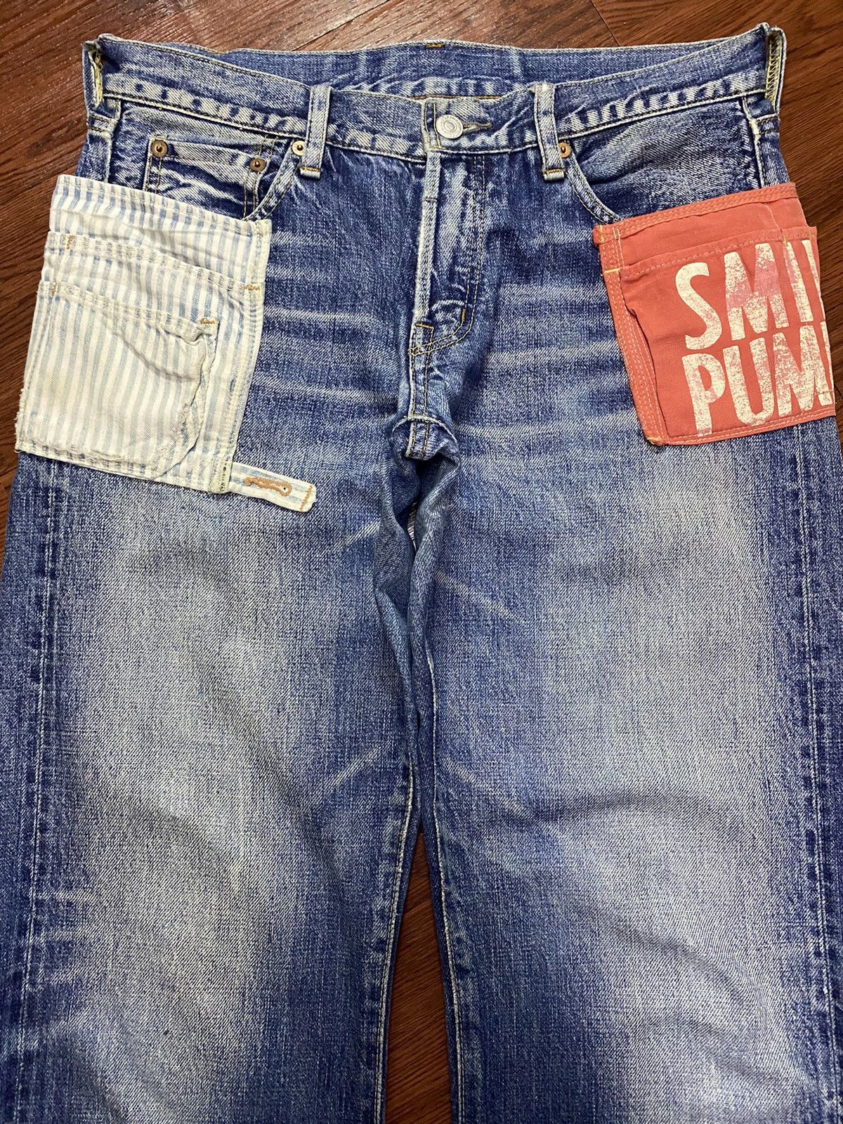 Vintage Vtg Japanese Denim Dungaree Selvedge Faded Wash Loose Jeans Size US 31 - 3 Thumbnail