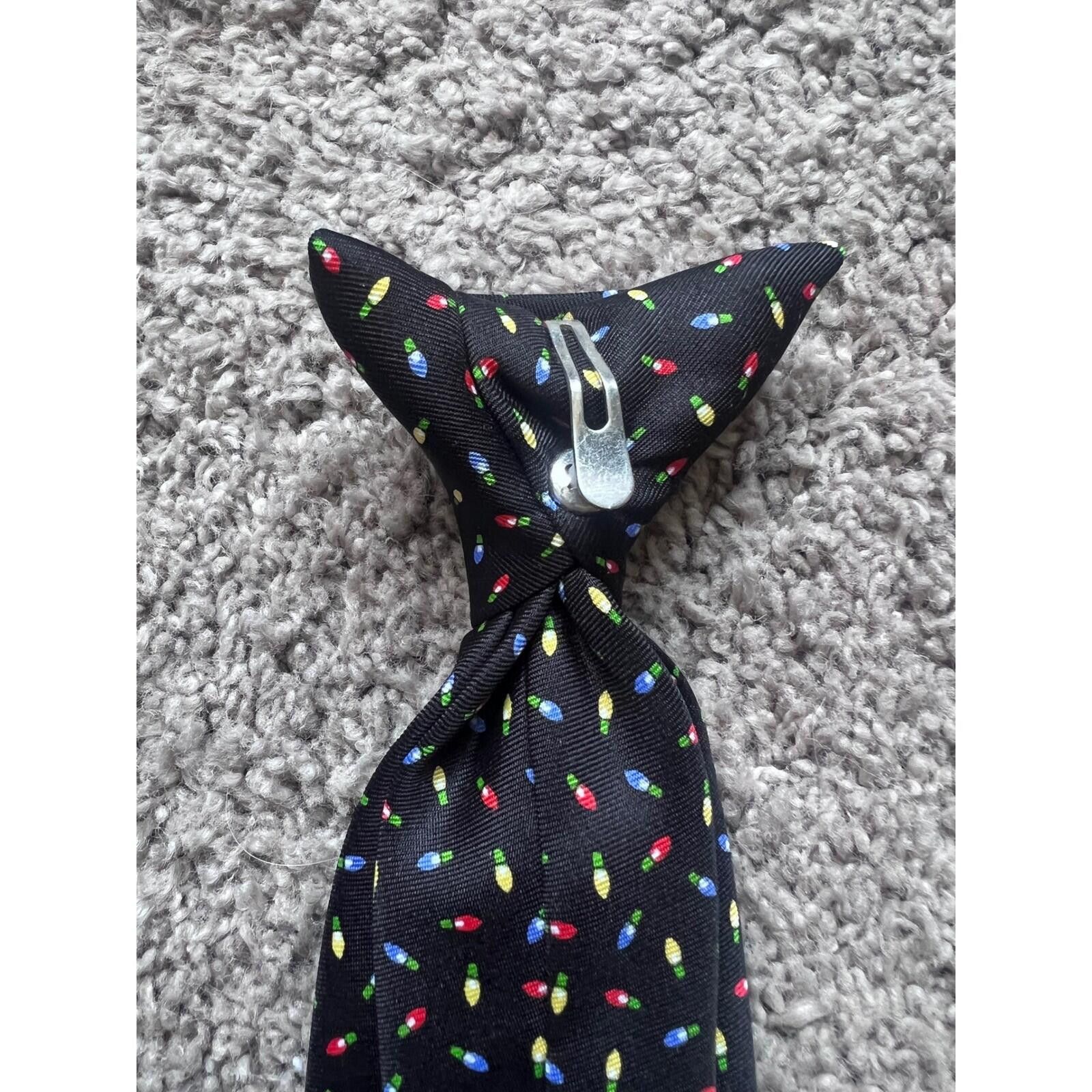 Other Wembley Boys Christmas Clip-On Tie Black Holiday Light Bulbs Size ONE SIZE - 3 Thumbnail