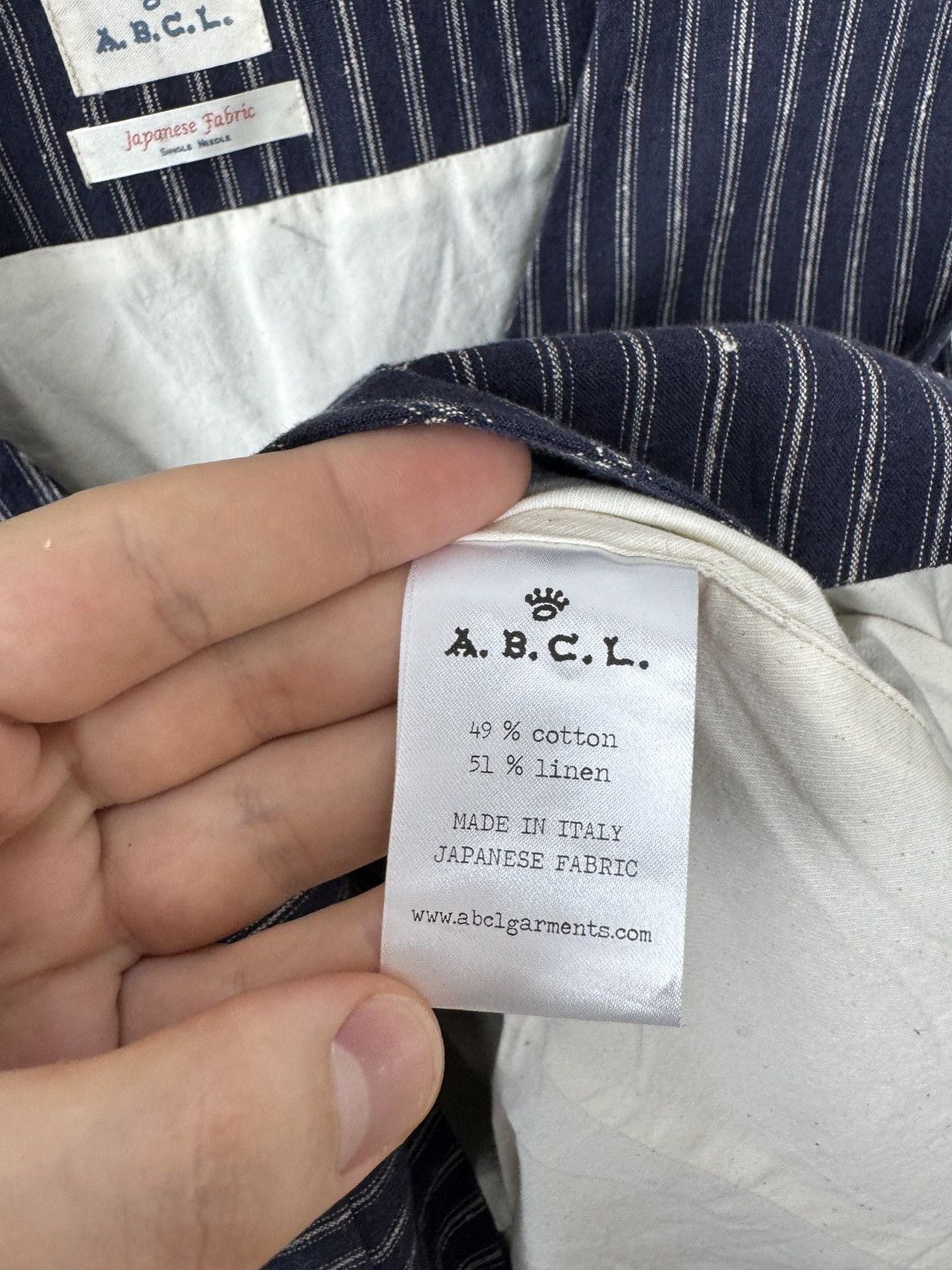 Japanese Brand A.B.C.L Garments blue pinstripes linen cotton vest waistcoat Size US XL / EU 56 / 4 - 7 Thumbnail