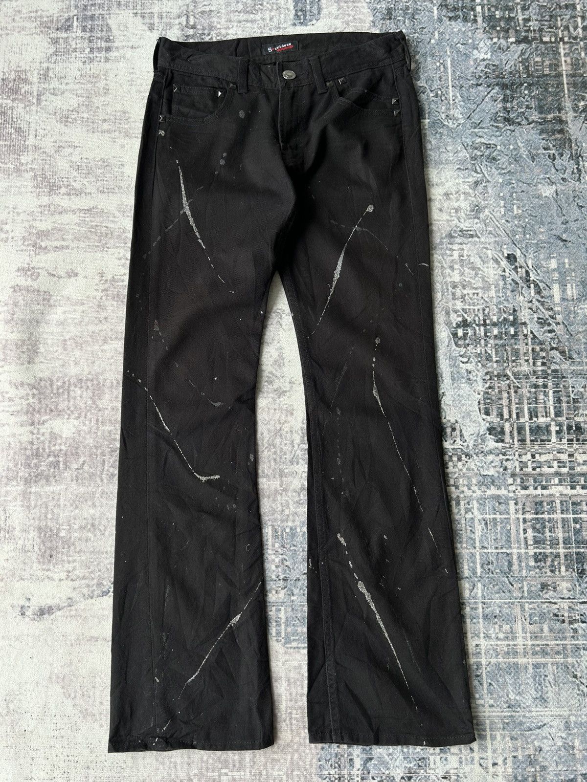 If Six Was Nine Flared Painter Black Punk Jeans Size US 28 / EU 44 - 6 Thumbnail