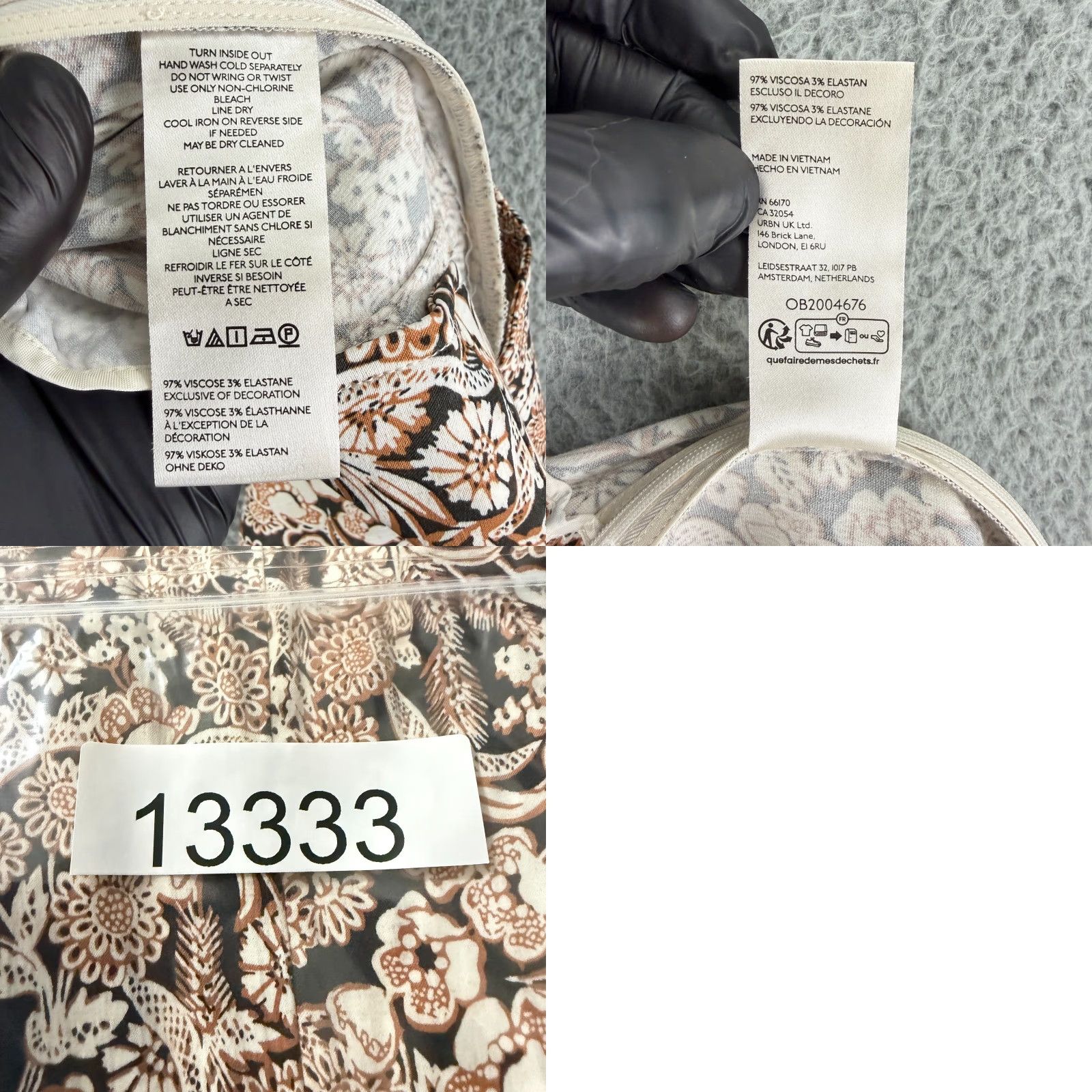 Anthropologie VINTAGE Anthropologie Satin Flare Pant Brown Floral High-Rise Side Zip Boho Hippie Size 32" / US 10 / IT 46 - 9 Thumbnail