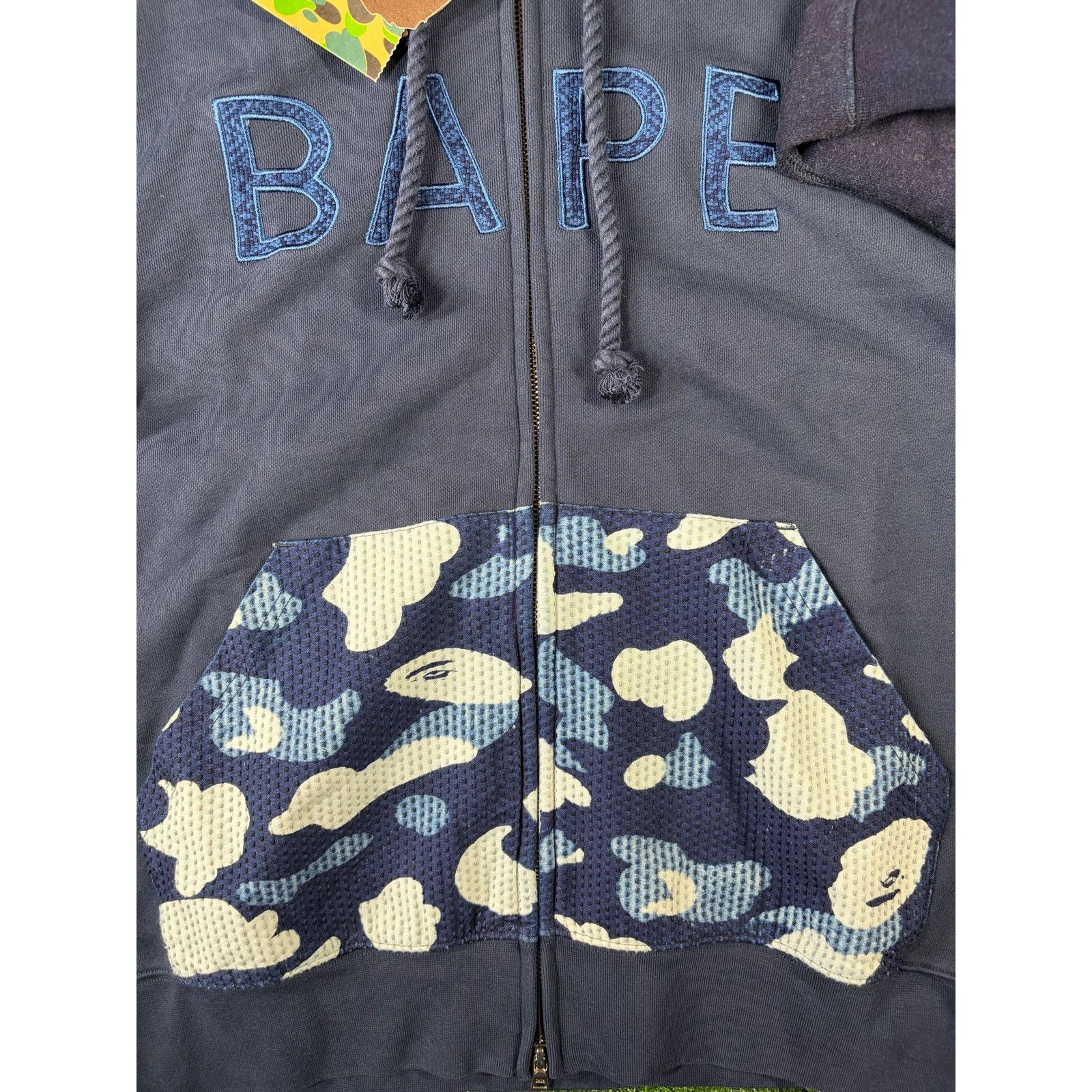 Bape Bape X Sashiko Navy Camo Relaxed Full-Zip Hoodie Size Large Size US L / EU 52-54 / 3 - 3 Thumbnail