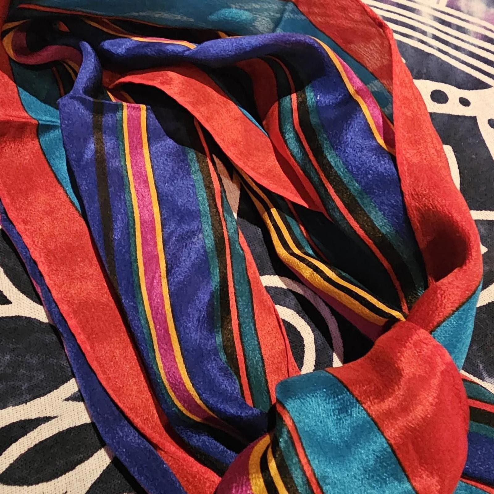 Designer Liz Claiborne Vintage Stripped Scarf Size ONE SIZE - 4 Thumbnail