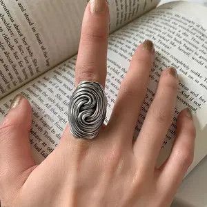 Other Irregular Twist Oval Wide Adjustable Ring Size ONE SIZE - 2 Thumbnail