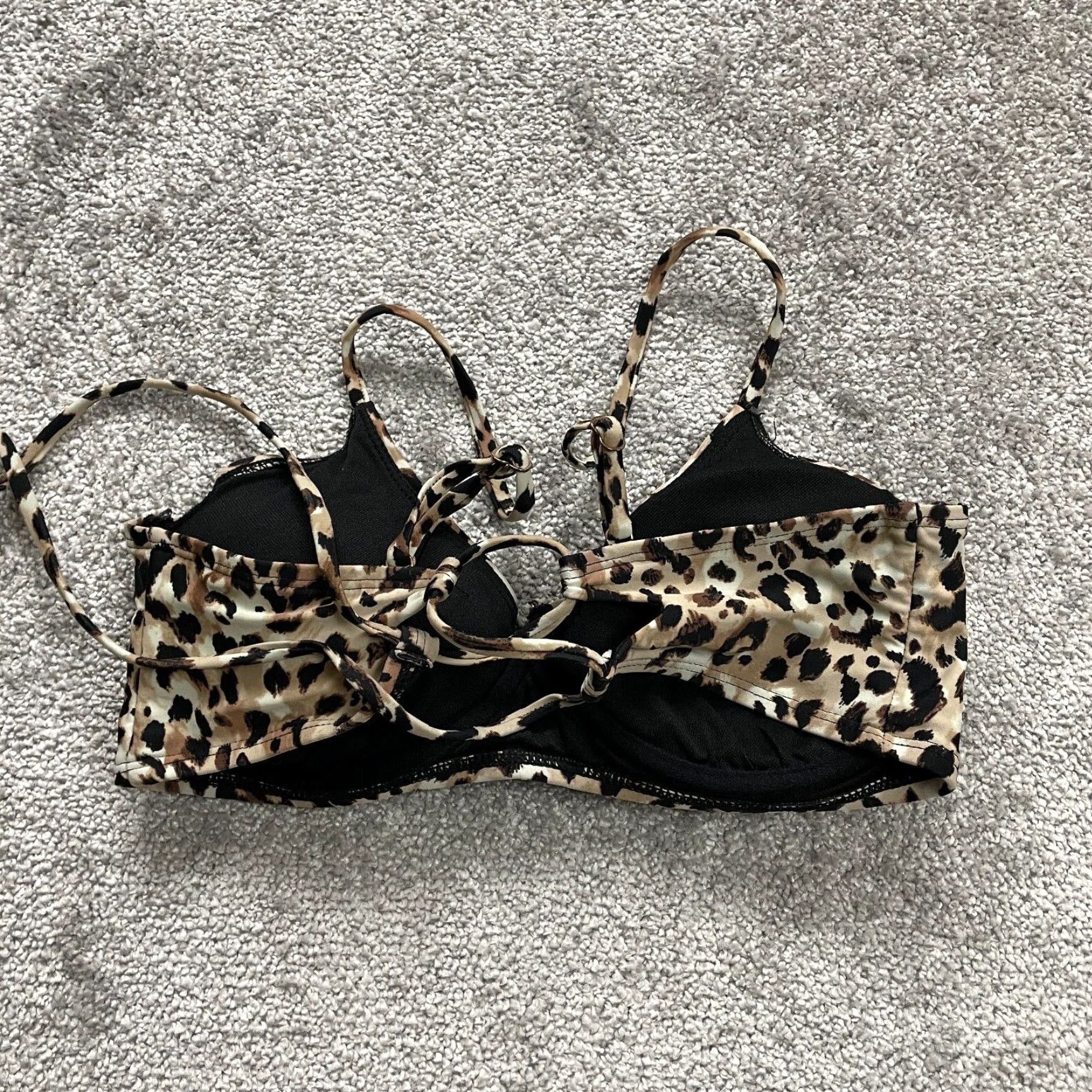 Vintage Time And Tru Underwired Bikini Top Womens Medium Brown Leopard Spaghetti Push-Up Beach Size M / US 6-8 / IT 42-44 - 2 Thumbnail