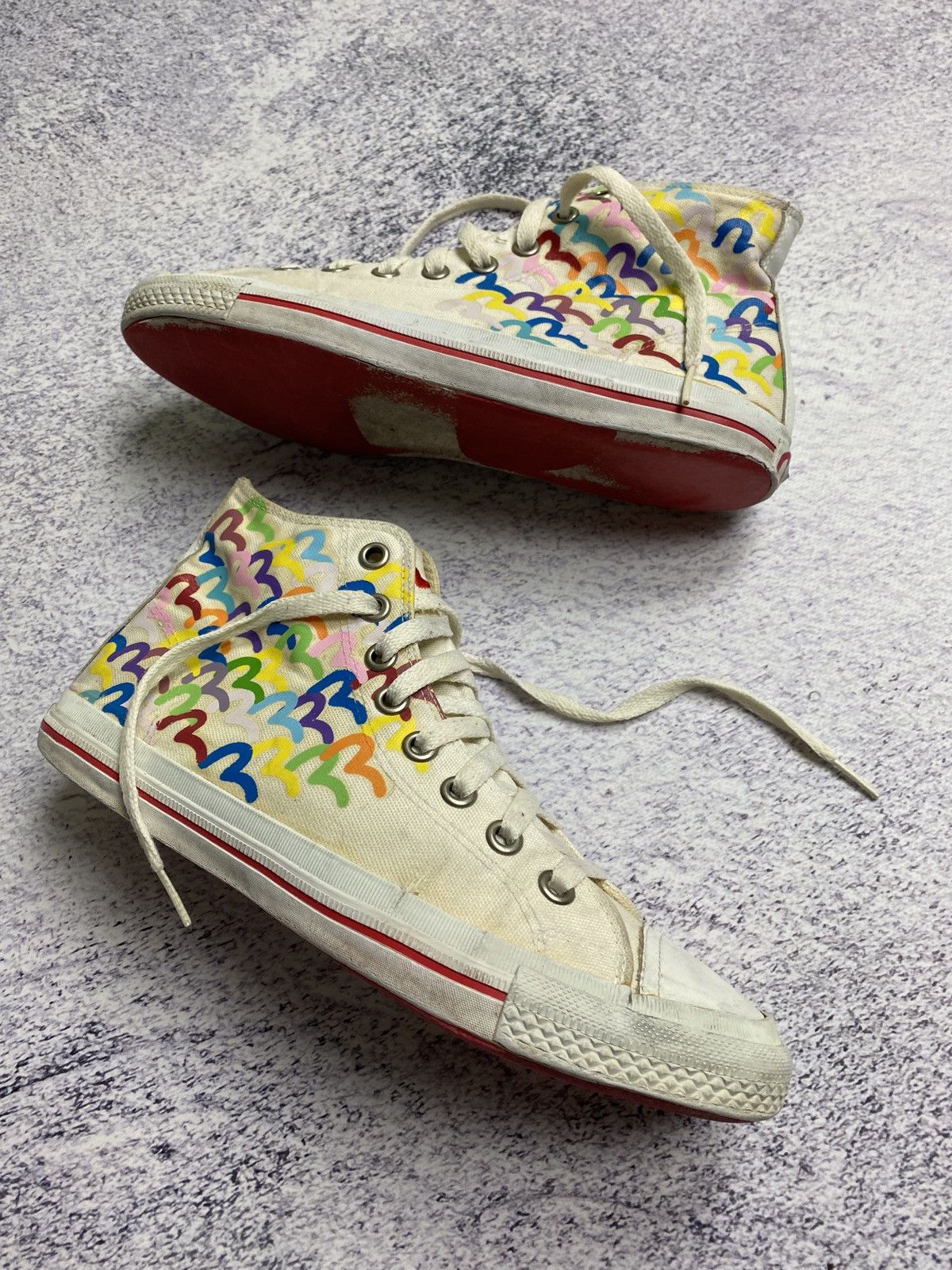Evisu × Vintage Vintage Evisu Rainbow Repeat Logo Shoes High Top Sneakers Size US 9 / EU 42 - 3 Thumbnail