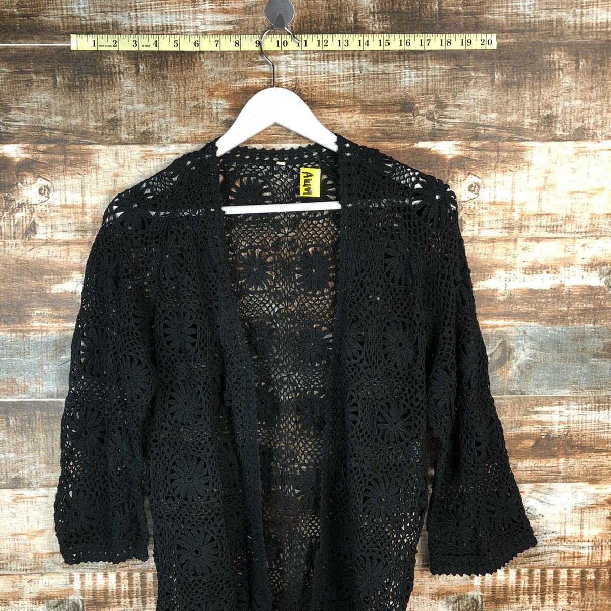 Japanese Brand Japan vintage Black meshnet crochet Cardigan Knitwear #A1489 Size M / US 6-8 / IT 42-44 - 2 Thumbnail