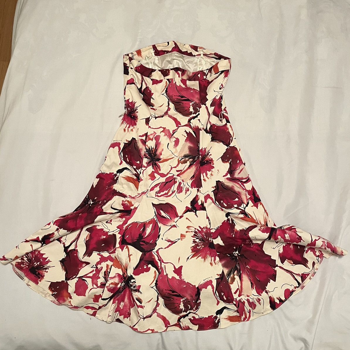 Vintage Wallis Red and White Flower Petal Dress Size L / US 10 / IT 46 - 3 Thumbnail