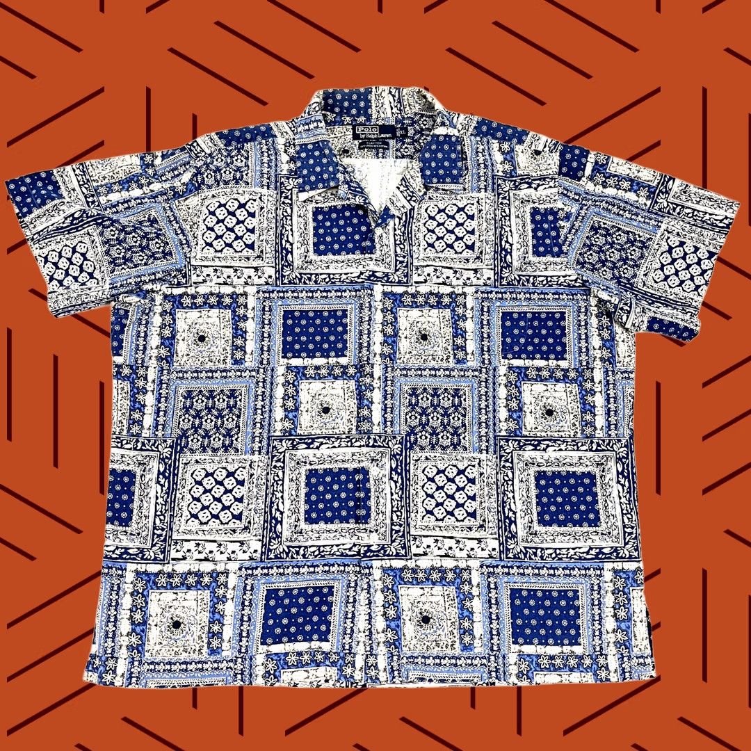 Polo Ralph Lauren VINTAGE Polo Ralph Lauren Clayton Shirt Mens XL Blue Paisley Bandana Linen Button Up Size US XL / EU 56 / 4 - 1 Thumbnail