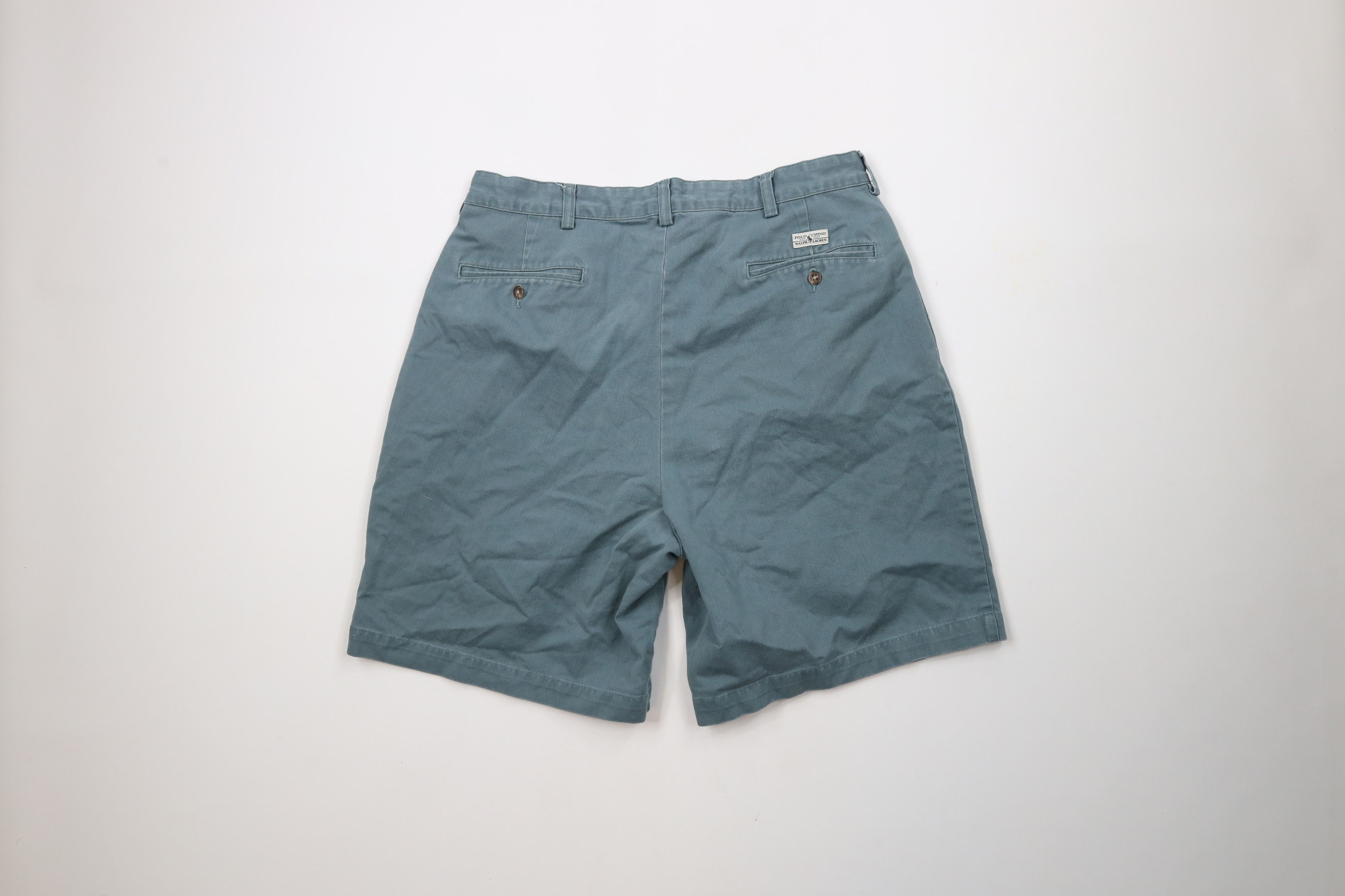Ralph Lauren × Vintage Vintage 90s Ralph Lauren Pleated Above Knee Shorts Teal Size US 34 / EU 50 - 7 Thumbnail