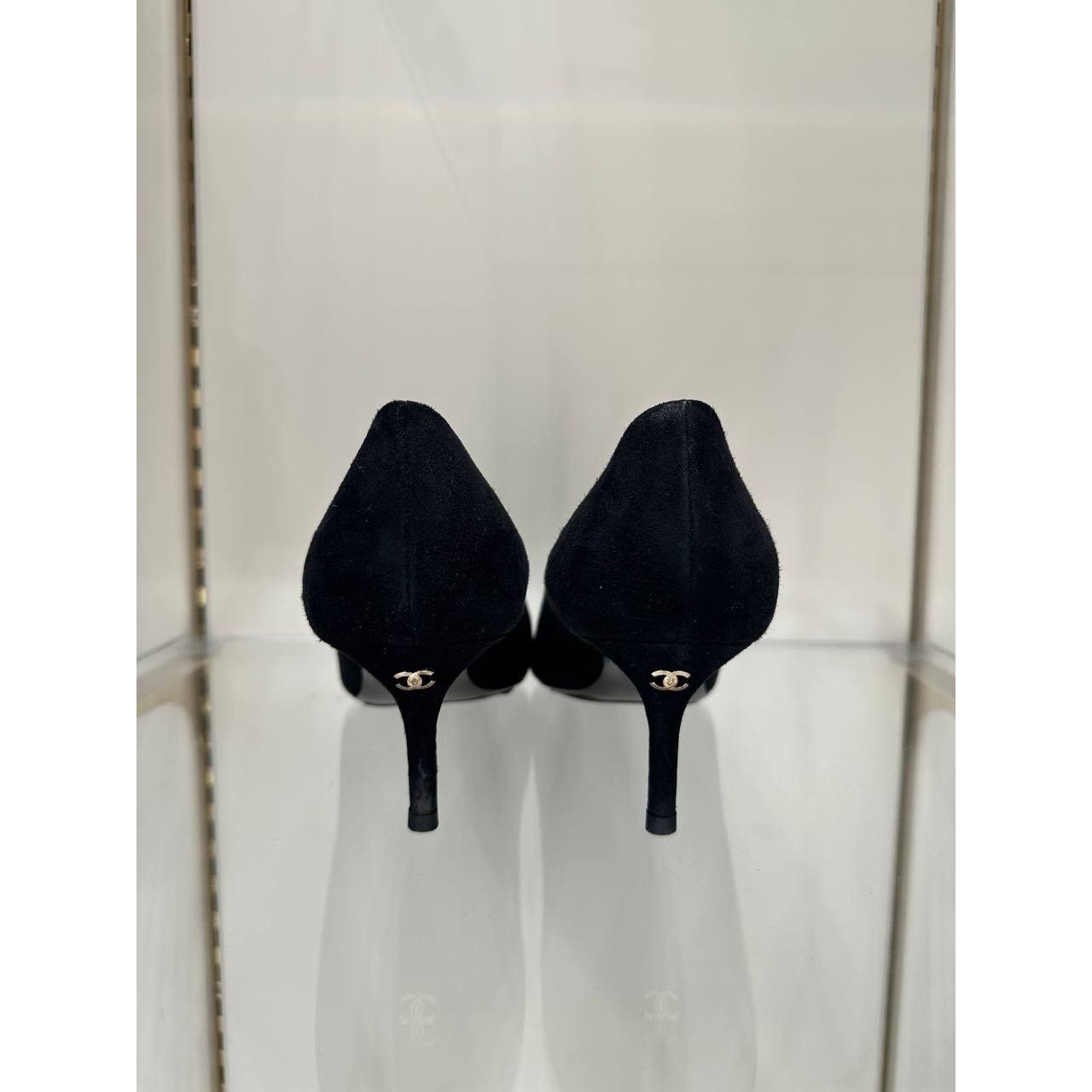 Chanel Chanel Black Suede Textile Pointed Toe Pumps 41 Size US 10 / IT 40 - 3 Thumbnail