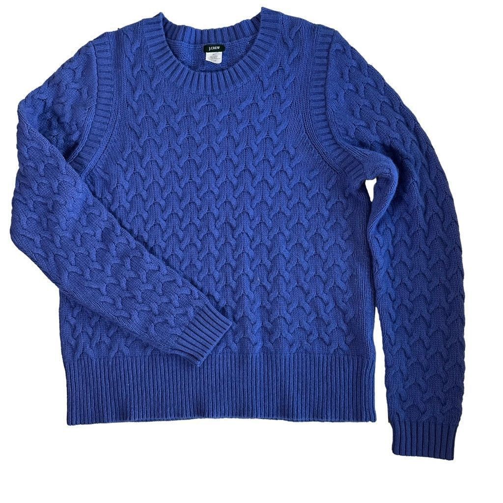 J.Crew J. Crew Cable Knit Wool Crewneck Pullover Sweater in Blue XL Size XL / US 12-14 / IT 48-50 - 3 Thumbnail