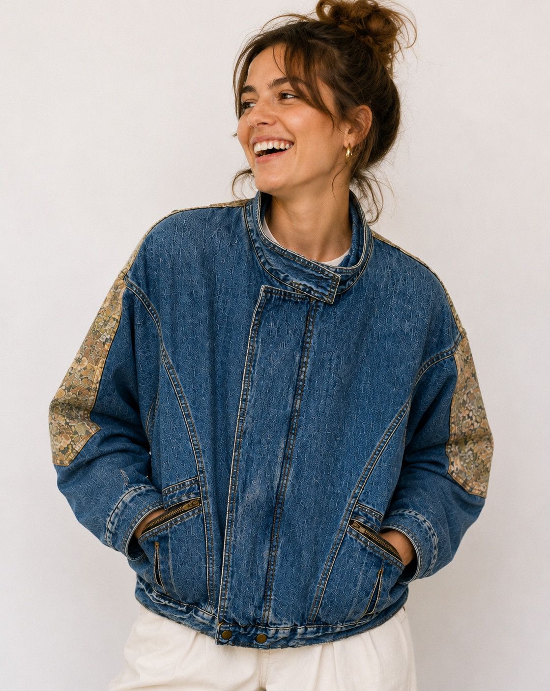 Vintage Vintage J. JACKSON CORP Denim Floral Panel Jacket Size XL / US 12-14 / IT 48-50 - 2 Thumbnail