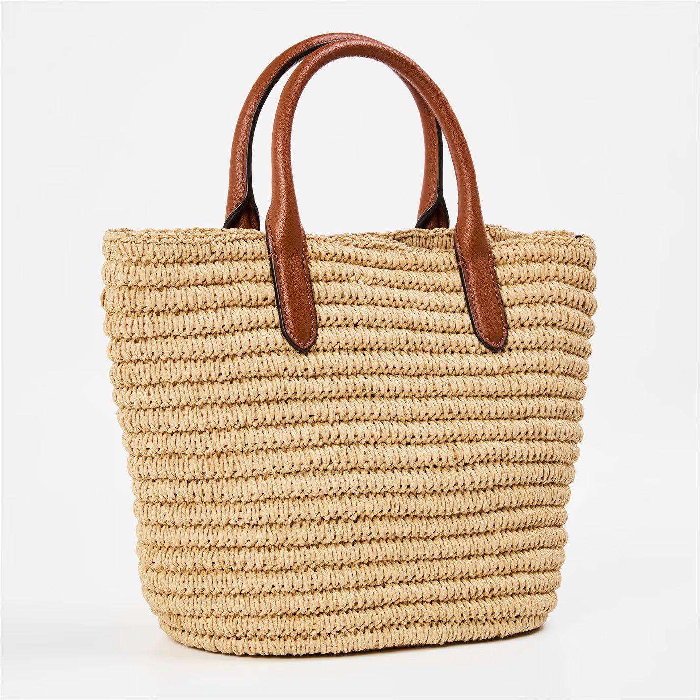 Lauren Ralph Lauren o1g2r1mq0825 Size: OS / Woven Straw Medium Brie Tote Bag Size ONE SIZE - 2 Thumbnail