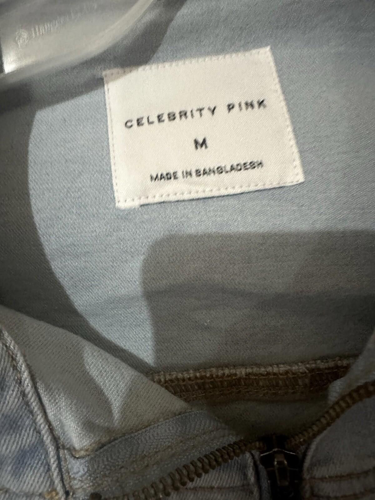 Designer Celebrity Pink Blue Denim Jumpsuit Boilersuit Size M Medium Size 32" / US 10 / IT 46 - 3 Thumbnail