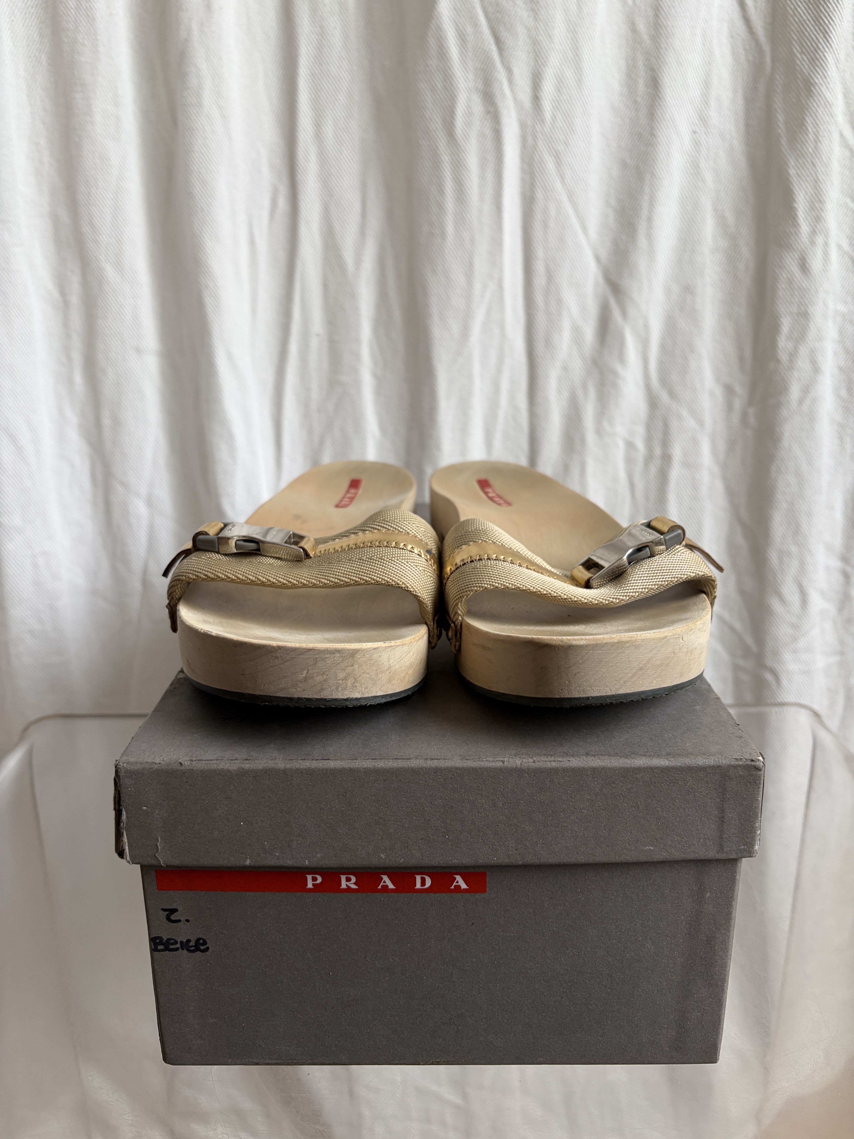 Prada Sport 2000s Wooden Sole Buckle Mules Size US 9 / IT 39 - 7 Thumbnail