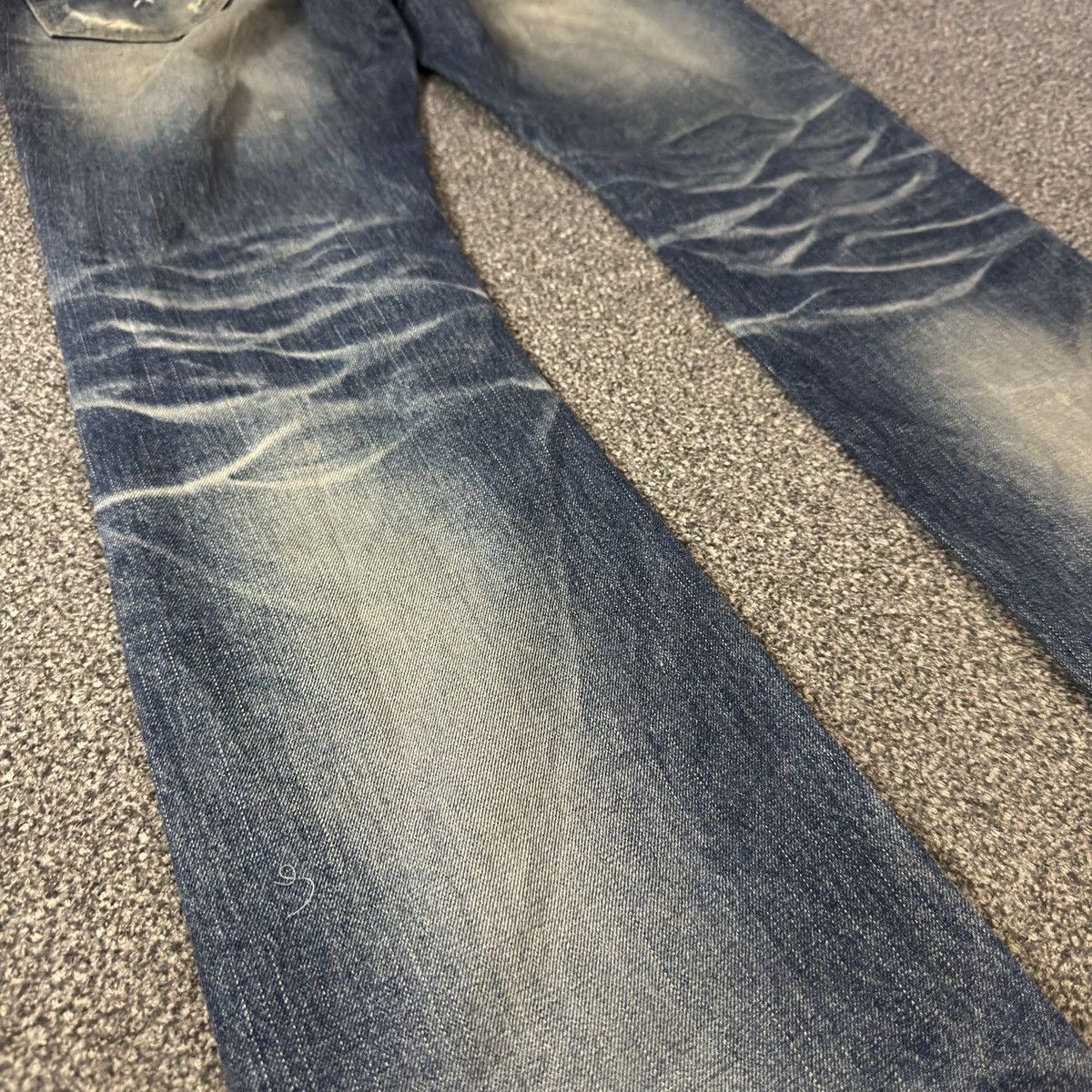 Tornado Mart Flared 🔥🇯🇵 Vintage 90s Diggity Distressed Whisker Jeans Denim Size US 32 / EU 48 - 15 Thumbnail