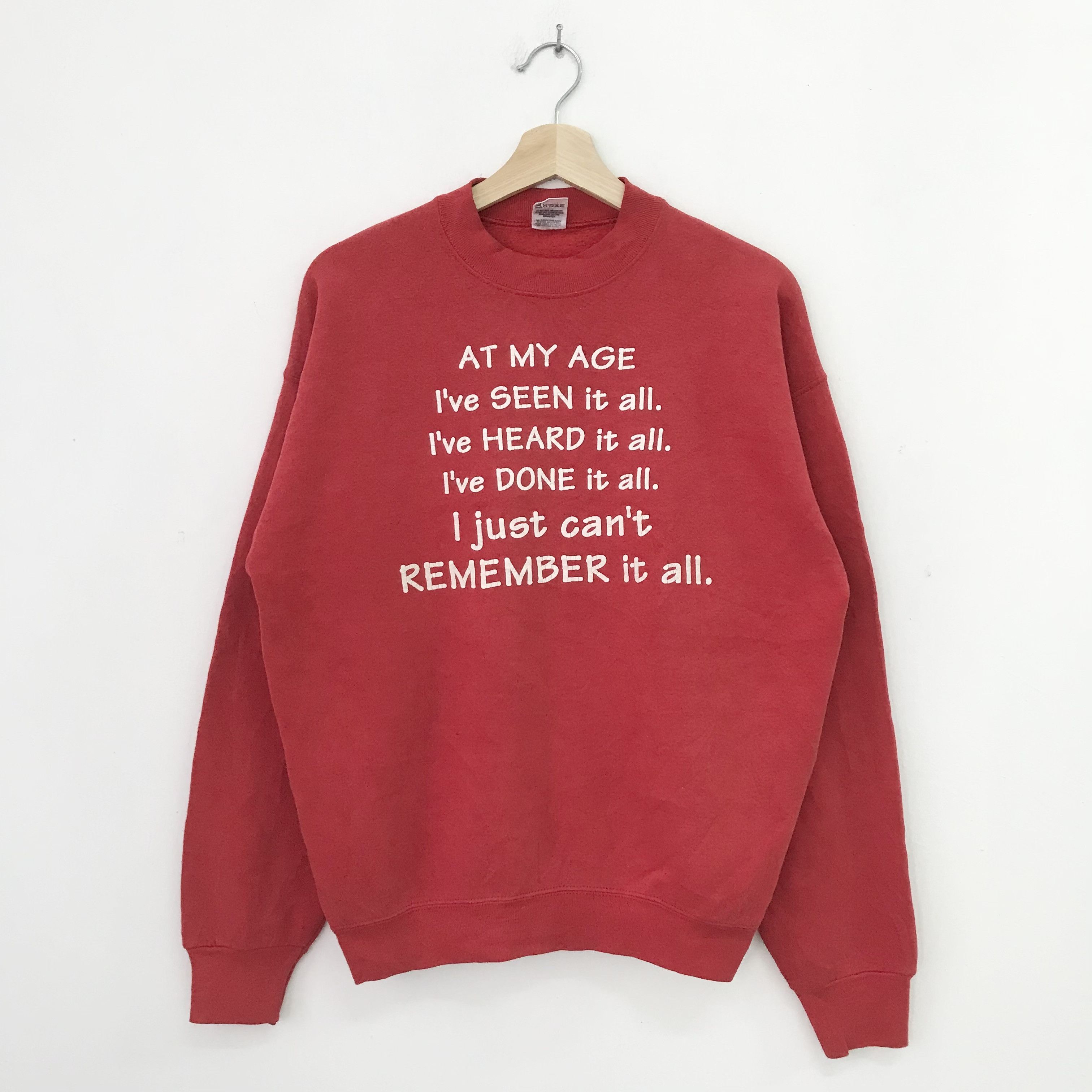 Vintage Vintage 90's Quote Graphic Writing Red Sweatshirt Size US L / EU 52-54 / 3 - 1 Thumbnail