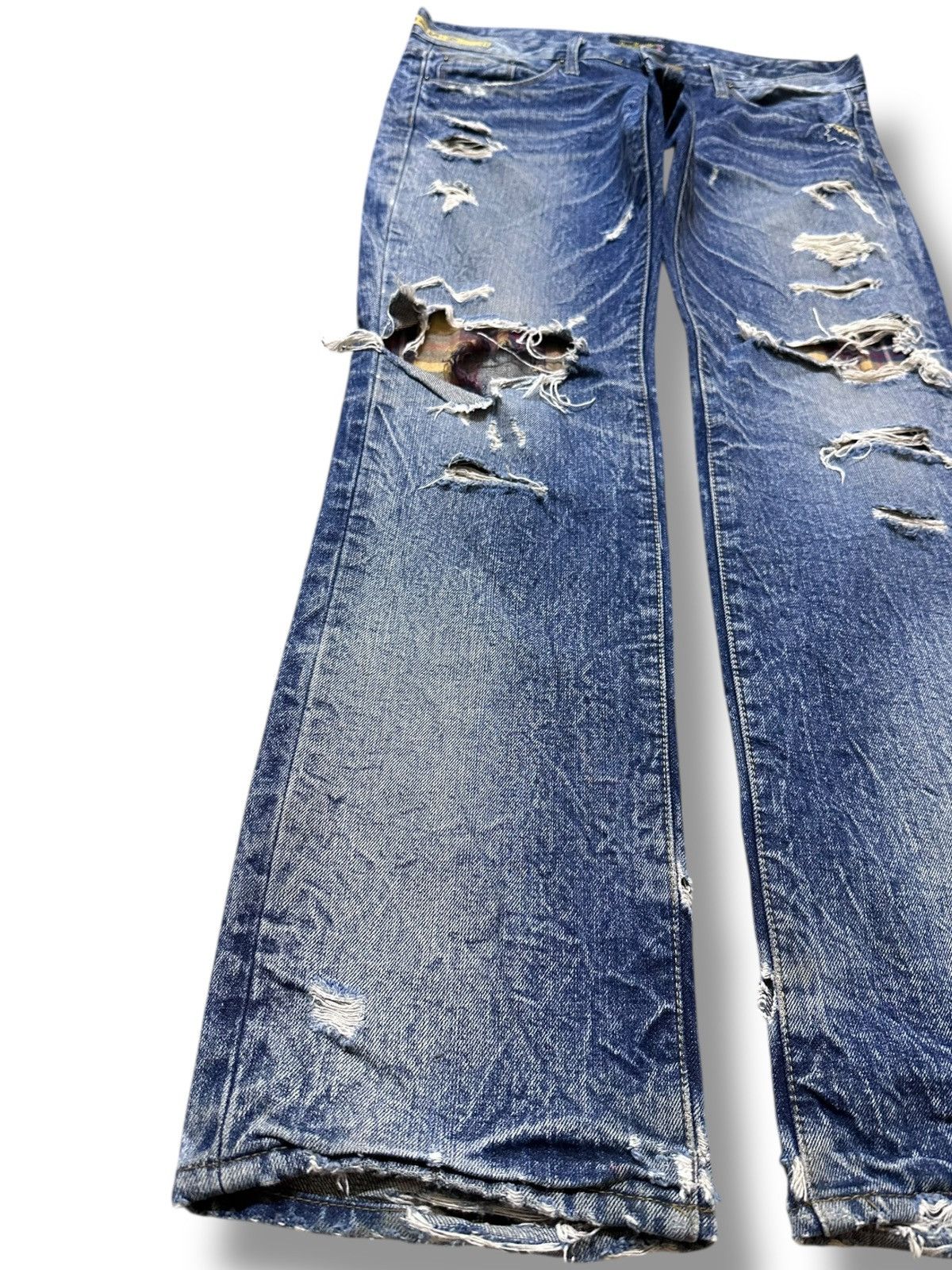 If Six Was Nine Vintage Blue Recycle Ripped Grunge Distressed Denim Size US 35 - 3 Thumbnail