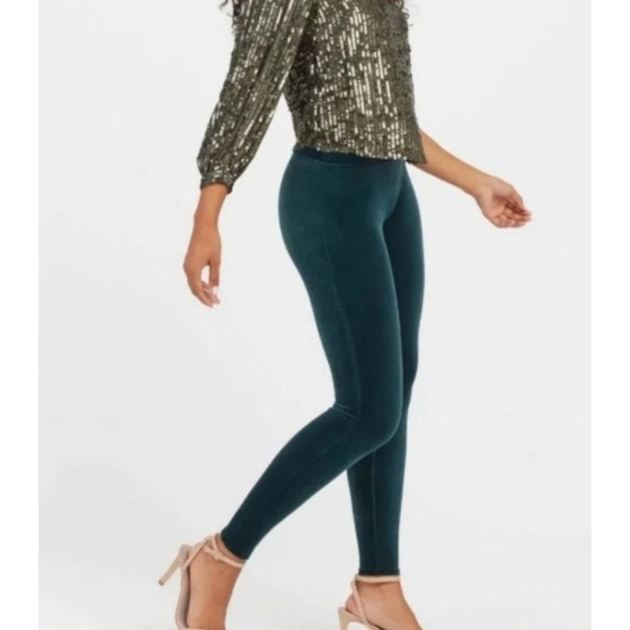 Spanx SPANX 2070 Malachite Green High Waist Velvet Leggings S Size 26" / US 2 / IT 38 - 1 Thumbnail