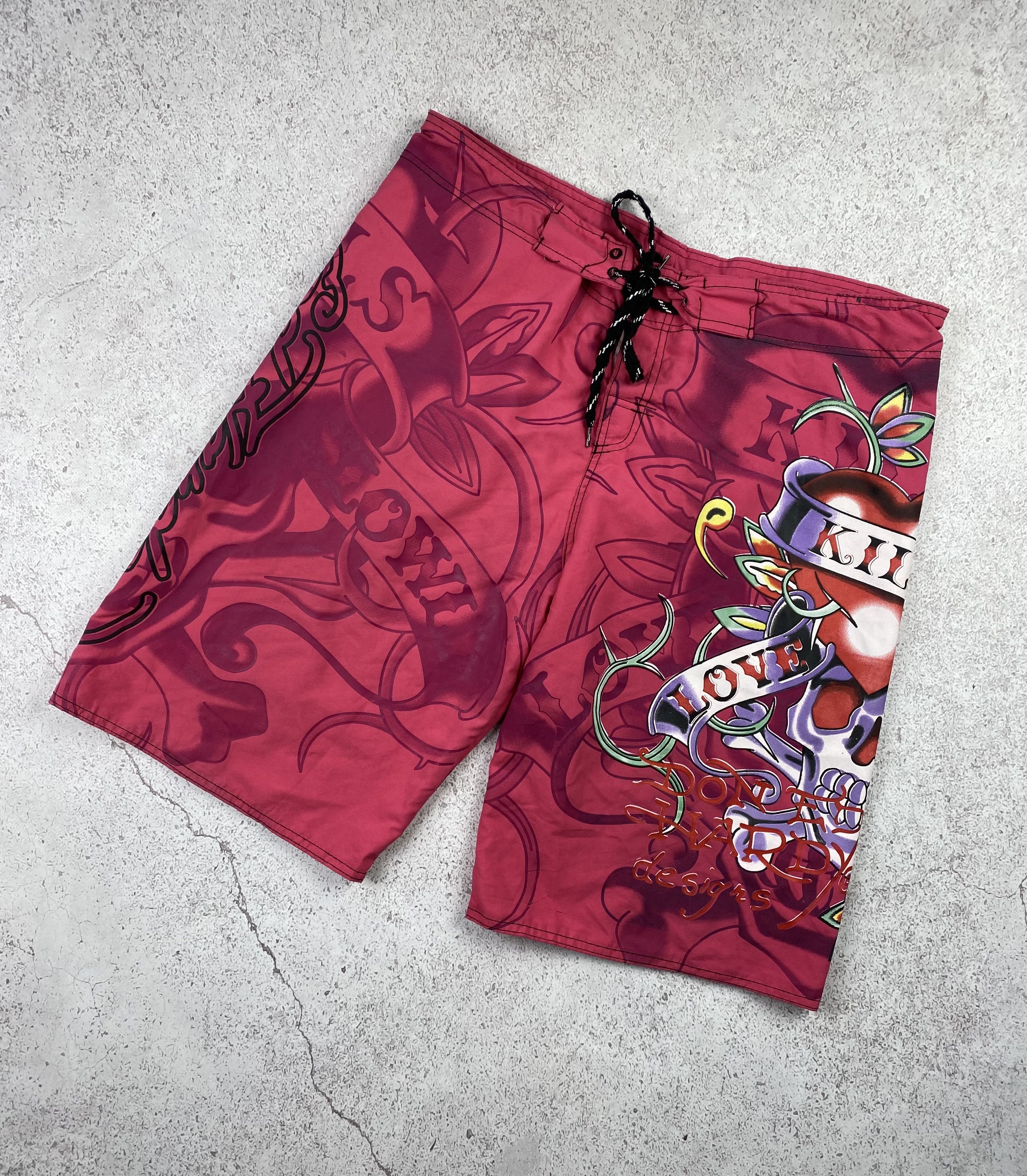 Pre-owned Ed Hardy X Vintage Ed Hardy Multicolor Print Shorts