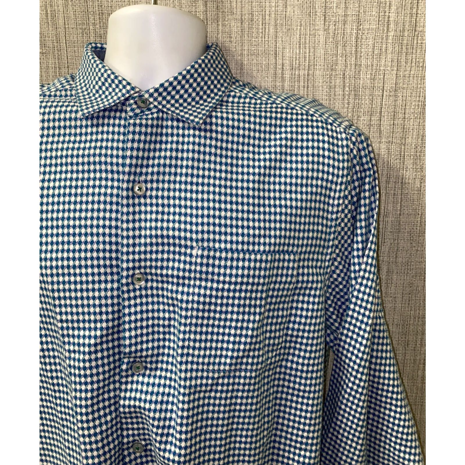 Tommy Bahama Tommy Bahama Shirt Mens Button-Up Long Sleeve Blue/White Size M Multicolor Cotton Casual Geometric Pattern Size US M / EU 48-50 / 2 - 3 Thumbnail