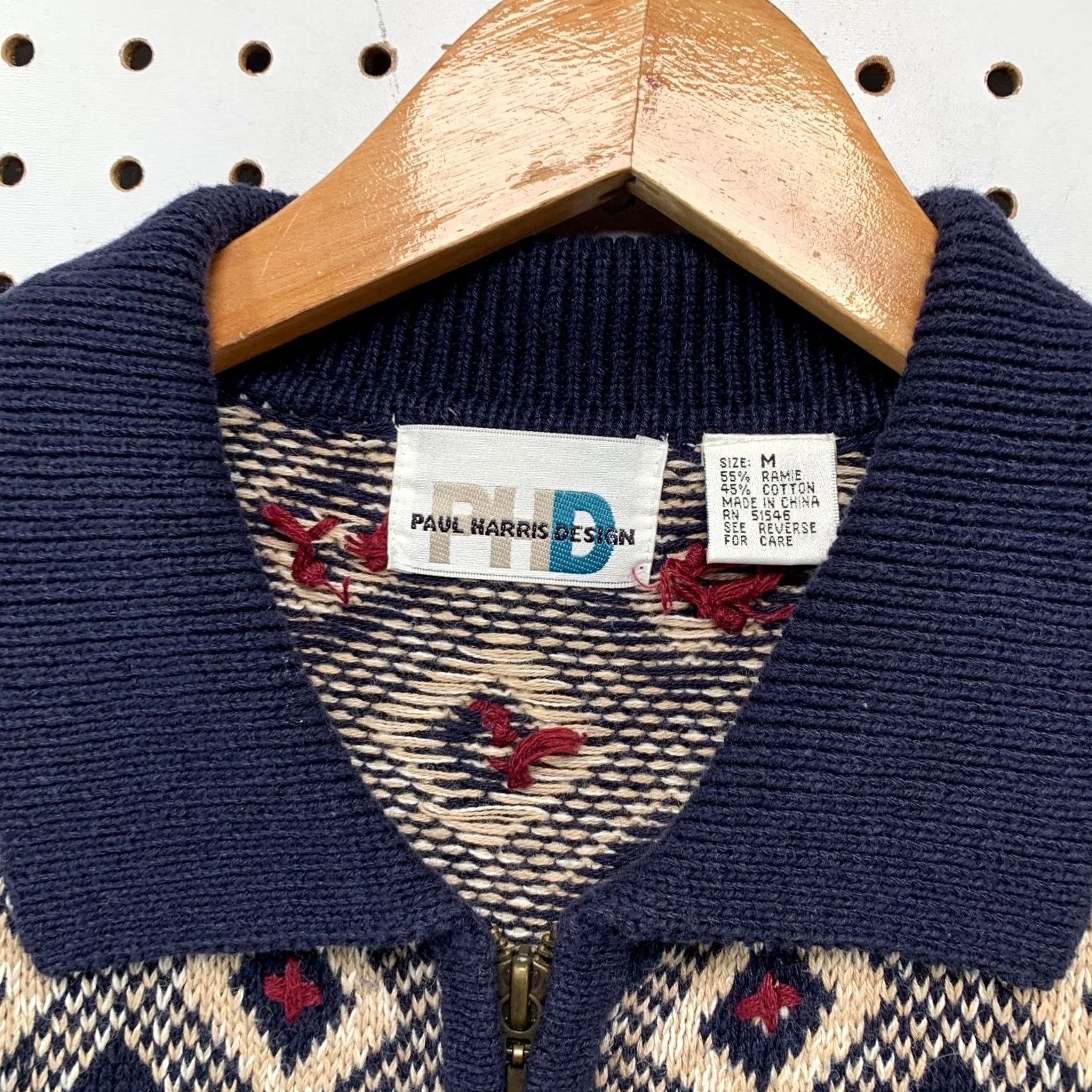 Vintage VINTAGE Paul Harris Design Cardigan Zip Sweater Womens M Geometric Diamond Size M / US 6-8 / IT 42-44 - 3 Thumbnail