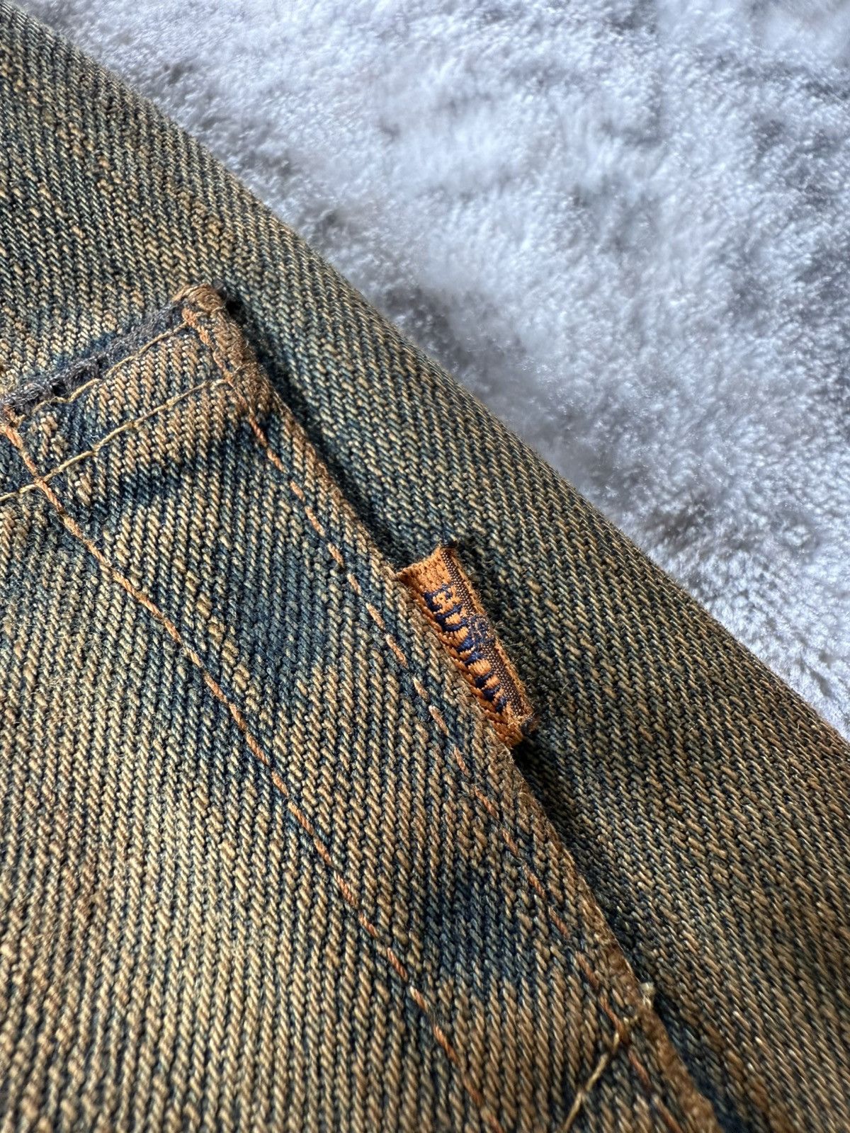 Edwin Edwin 505 OG Type 1 Mud Wash Distressed Selvedge Baggy Jeans Size US 29 - 17 Thumbnail