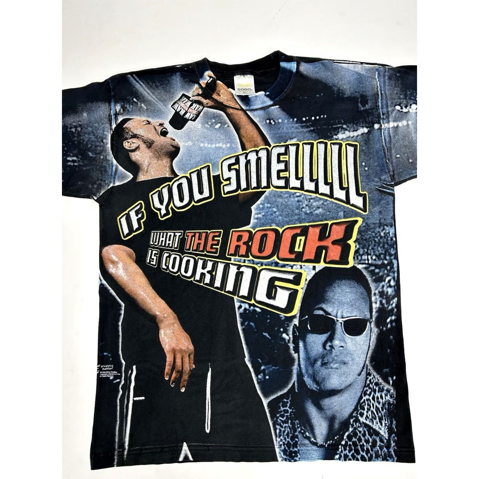 Vintage VINTAGE WWF The Rock Tee Large AOP Rare If You Smell What The Rocks Cooking Shirt Size US L / EU 52-54 / 3 - 2 Thumbnail