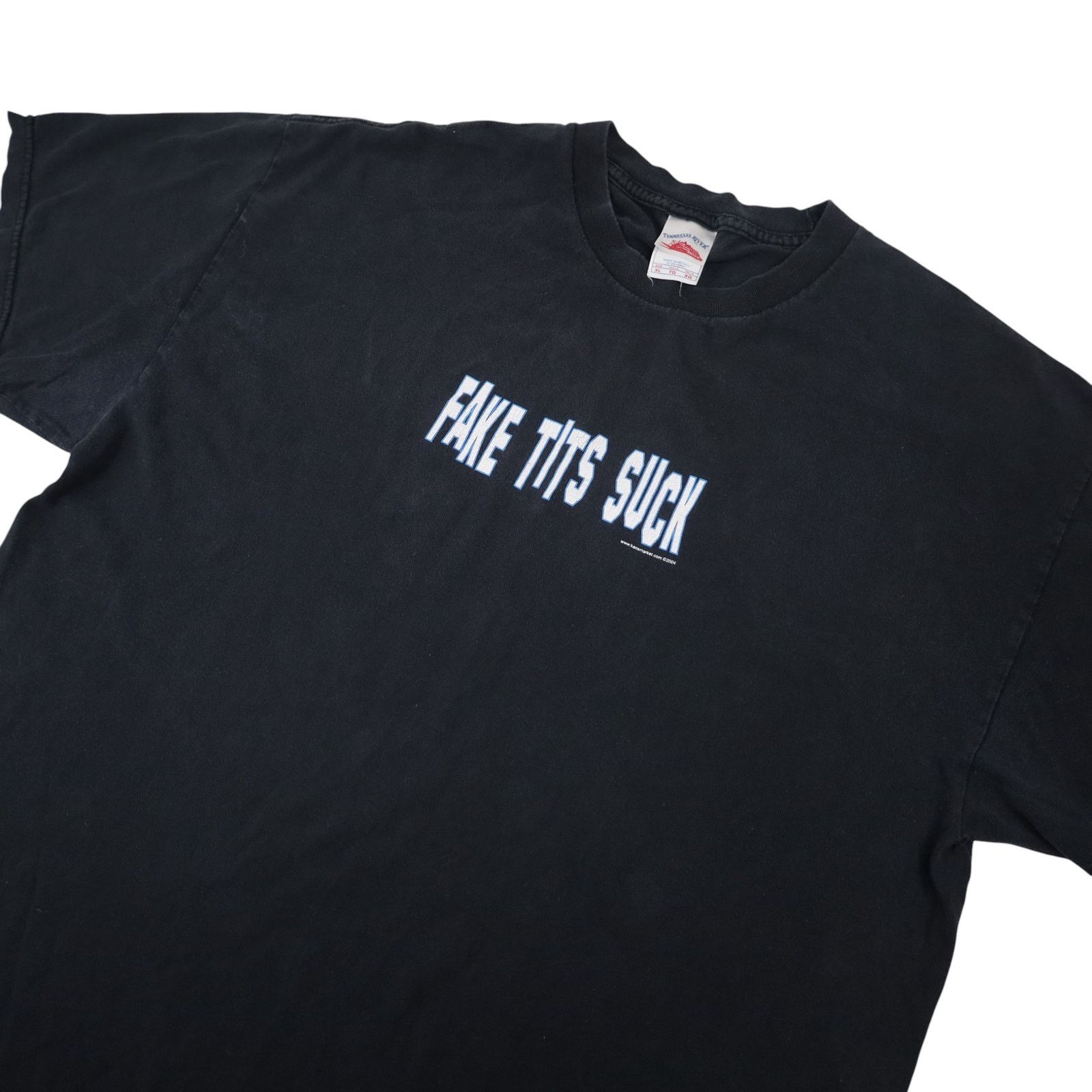 Vintage Vintage Y2k "Fake Tits Suck" Slogan T Shirt Size US XL / EU 56 / 4 - 2 Thumbnail