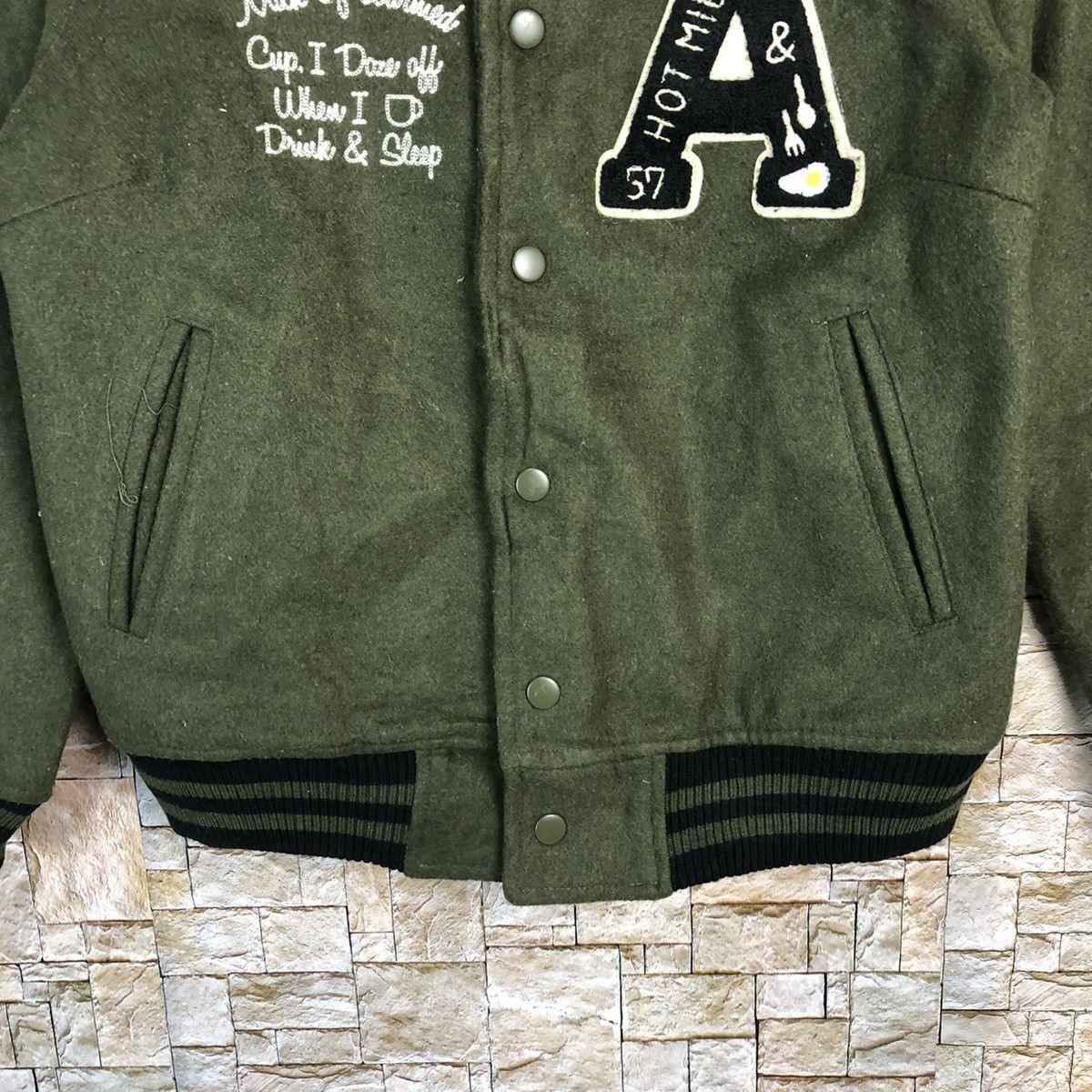 Japanese Brand Rivet & Surget Green Bombers varsity Jacket #A287 Size US S / EU 44-46 / 1 - 6 Thumbnail