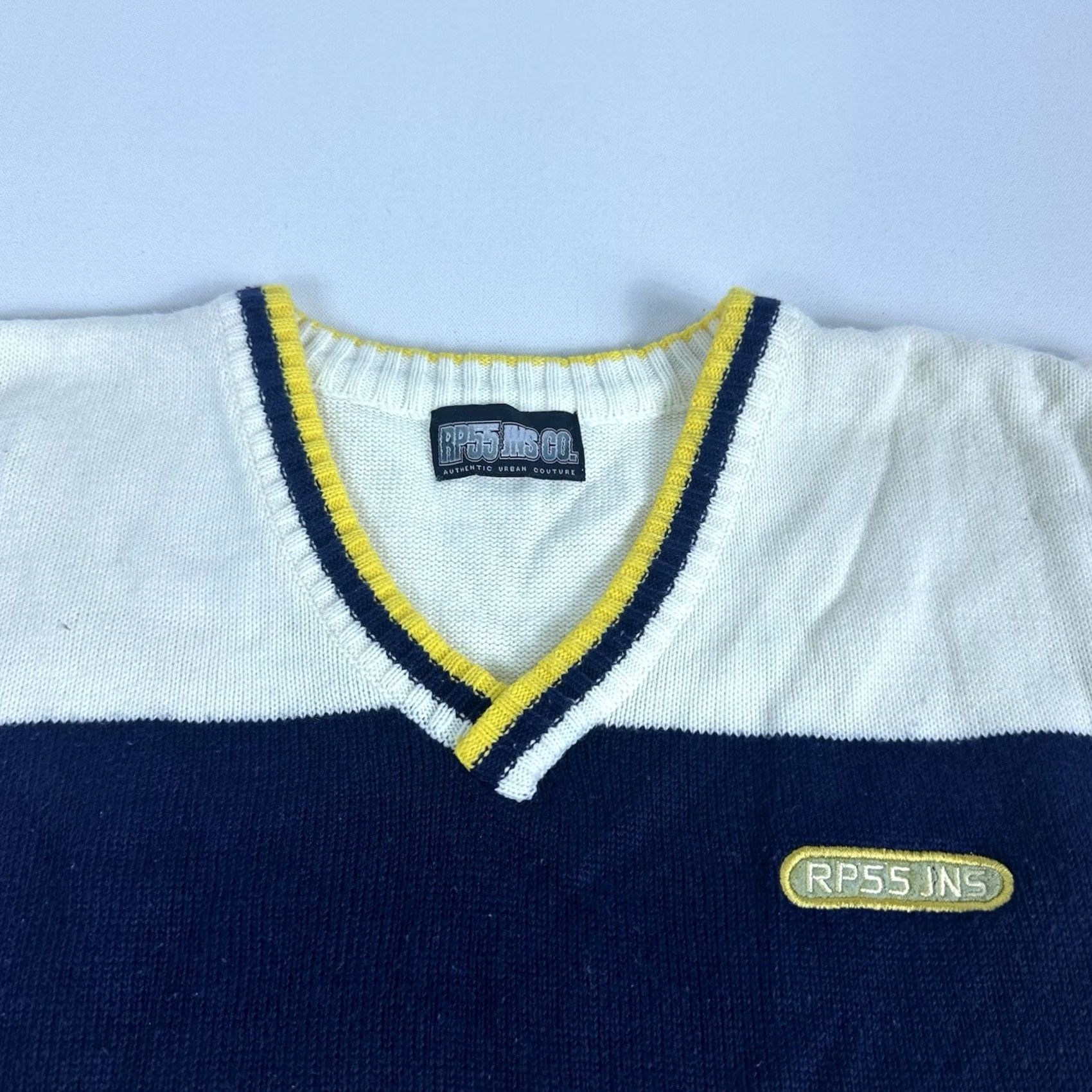 Vintage VINTAGE RP55 Sweater Mens 2XL Knit Vest Hip Hop Y2K Striped sleeveless Size US XXL / EU 58 / 5 - 3 Thumbnail