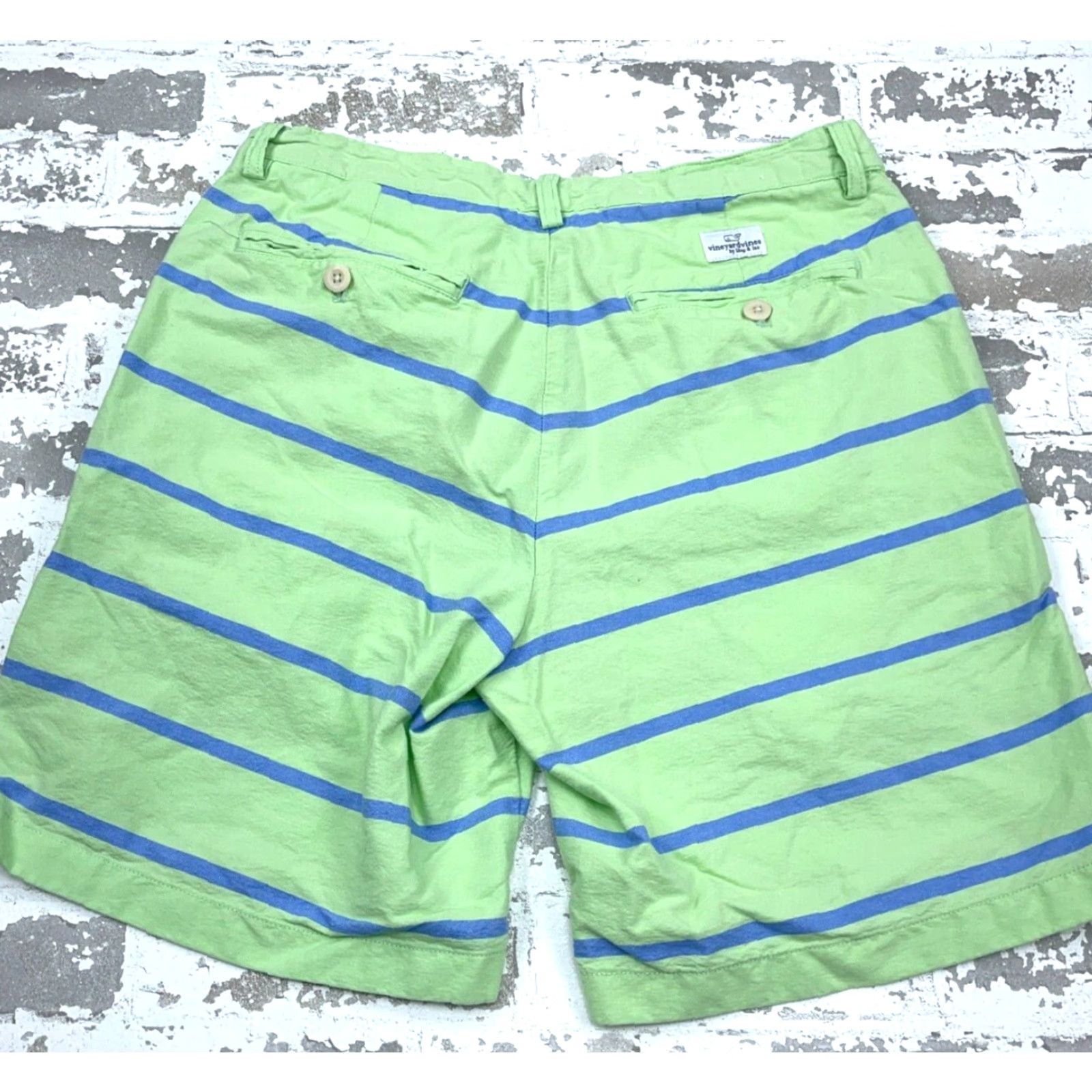 Vineyard Vines VINEYARD VINES Chino Shorts Men 30 Green Blue Striped Golf Twill Casual Preppy Size US 30 / EU 46 - 2 Thumbnail