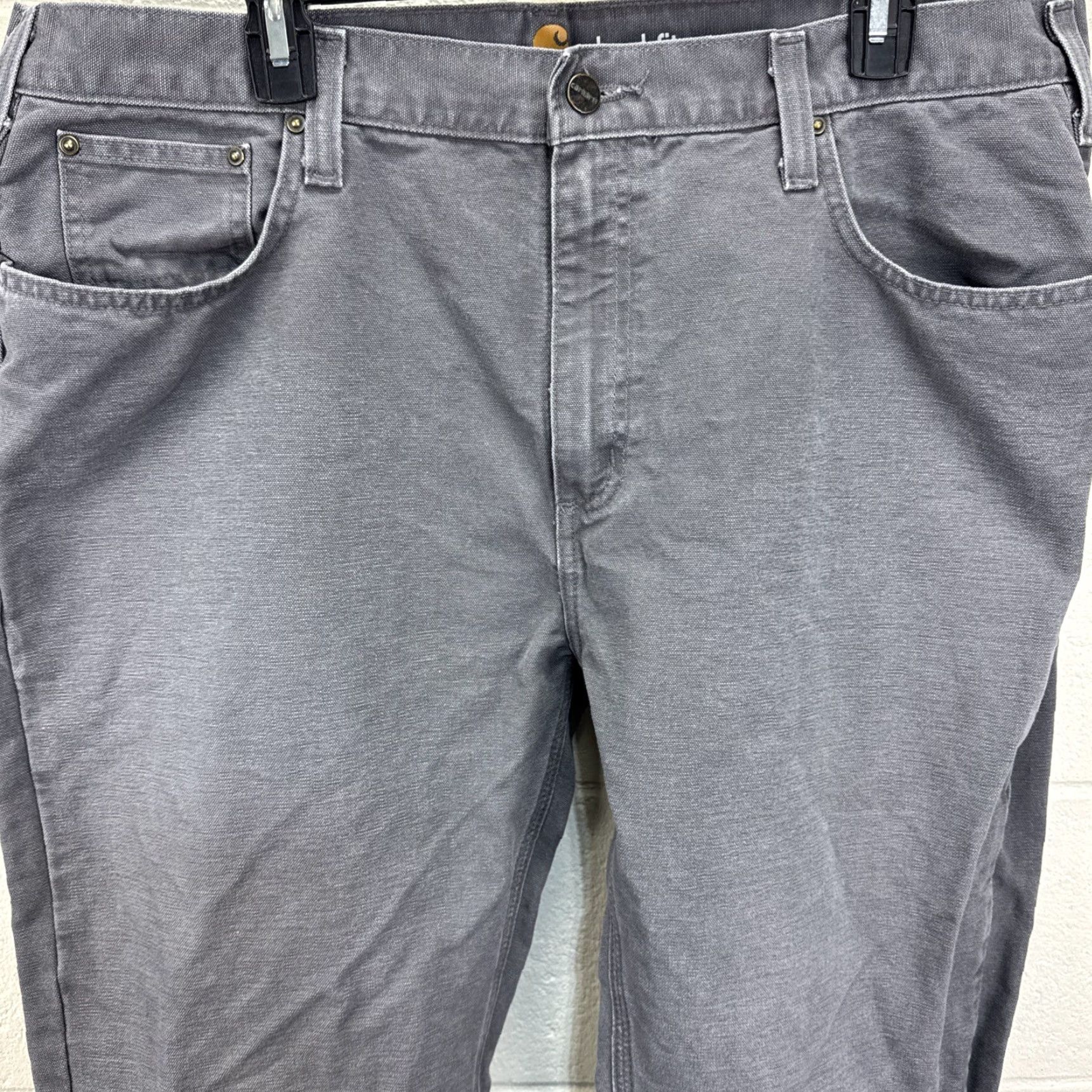 Carhartt VINTAGE Carhartt Relaxed Fit Duck Canvas Carpenter Work Pant Gray 40x30 Mens Pants 5-Pocket Logo Zip Size US 40 / EU 56 - 4 Thumbnail