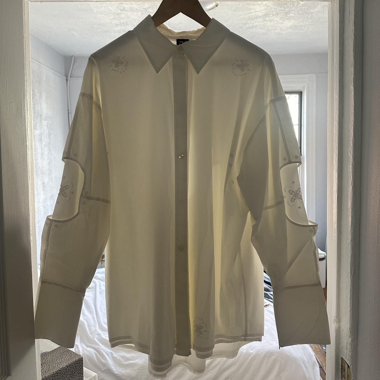 J.KIM J.Kim White Bed Linen Shirt Size L / US 10 / IT 46 - 3 Thumbnail